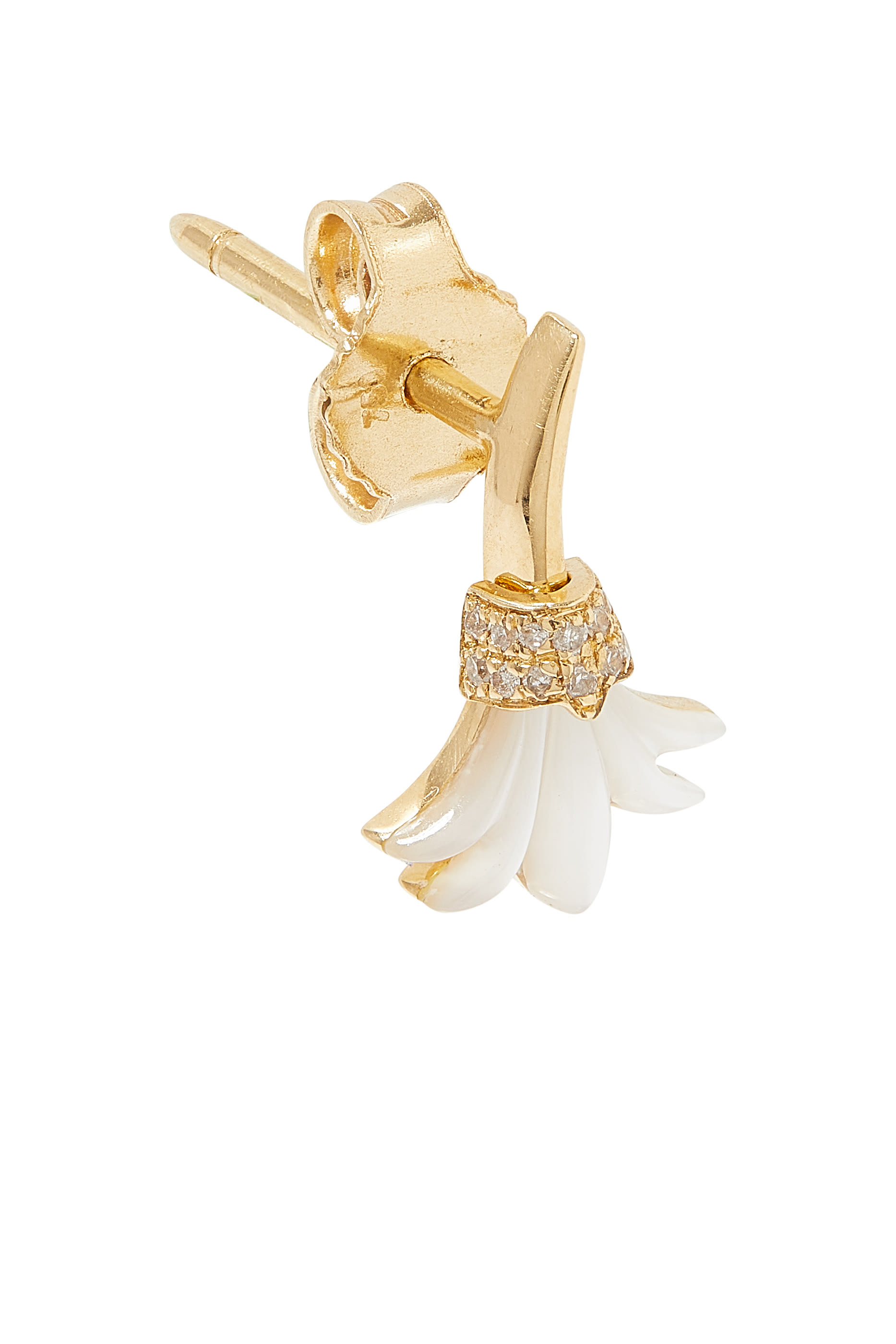 أقراط سايكدليا مرصعة بالماس وعرق لؤلؤ ذهب أصفر عيار 18