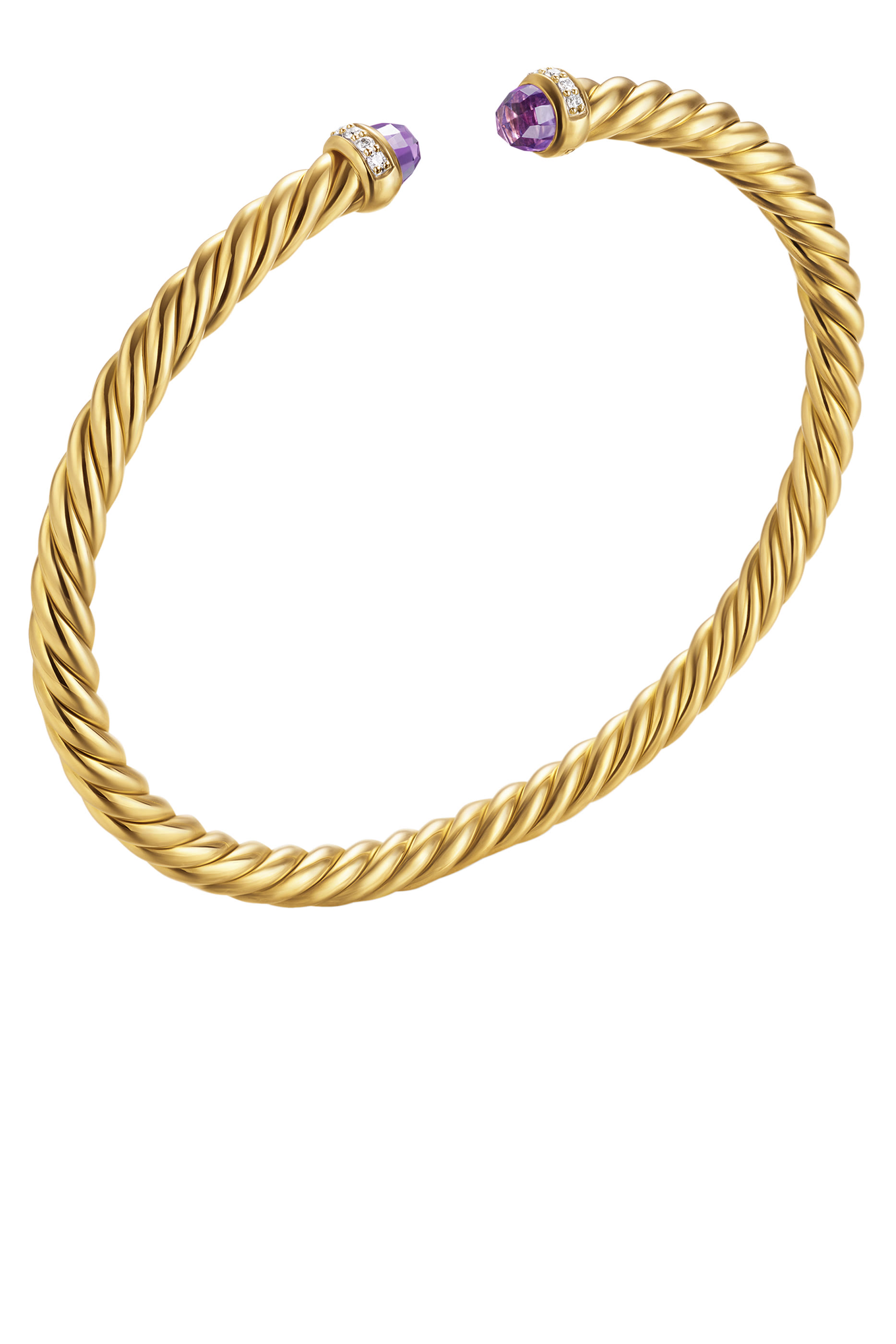 سوار كابل سبيرا فليكس مزين بالماس والجمشت، ذهب أصفر عيار 18