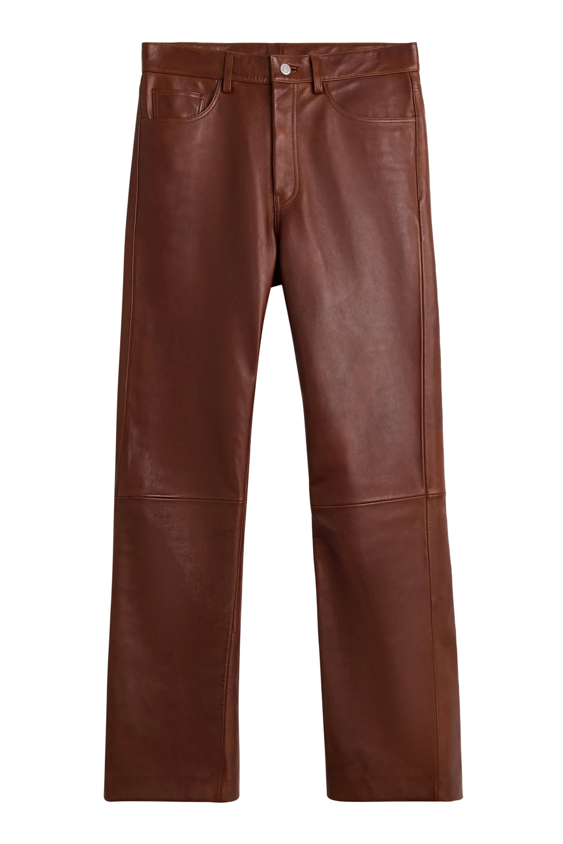 بنطال دنيم بقصة ساق مستقيمة جلد طبيعي