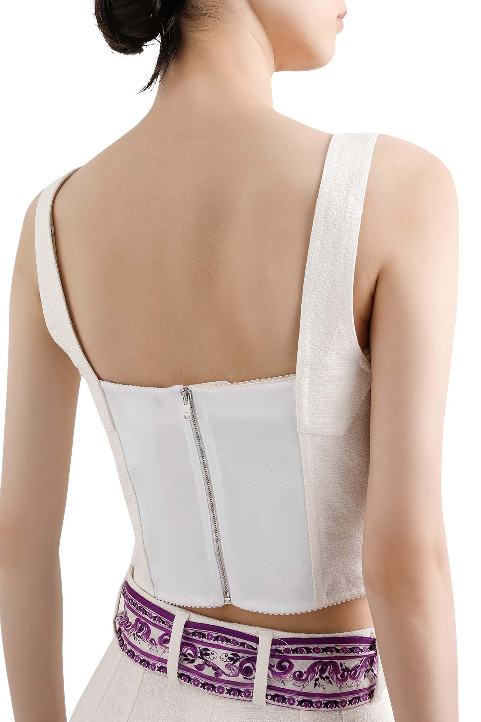 بلوزة بصدرية بنمط مشد بقصة ضيقة دانتيل وجاكار