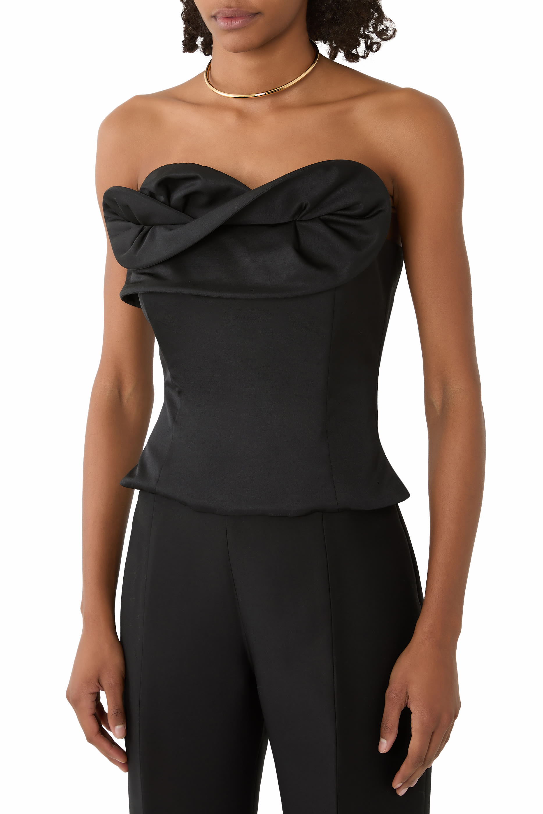 بلوزة بنمط مشد صوف وحرير