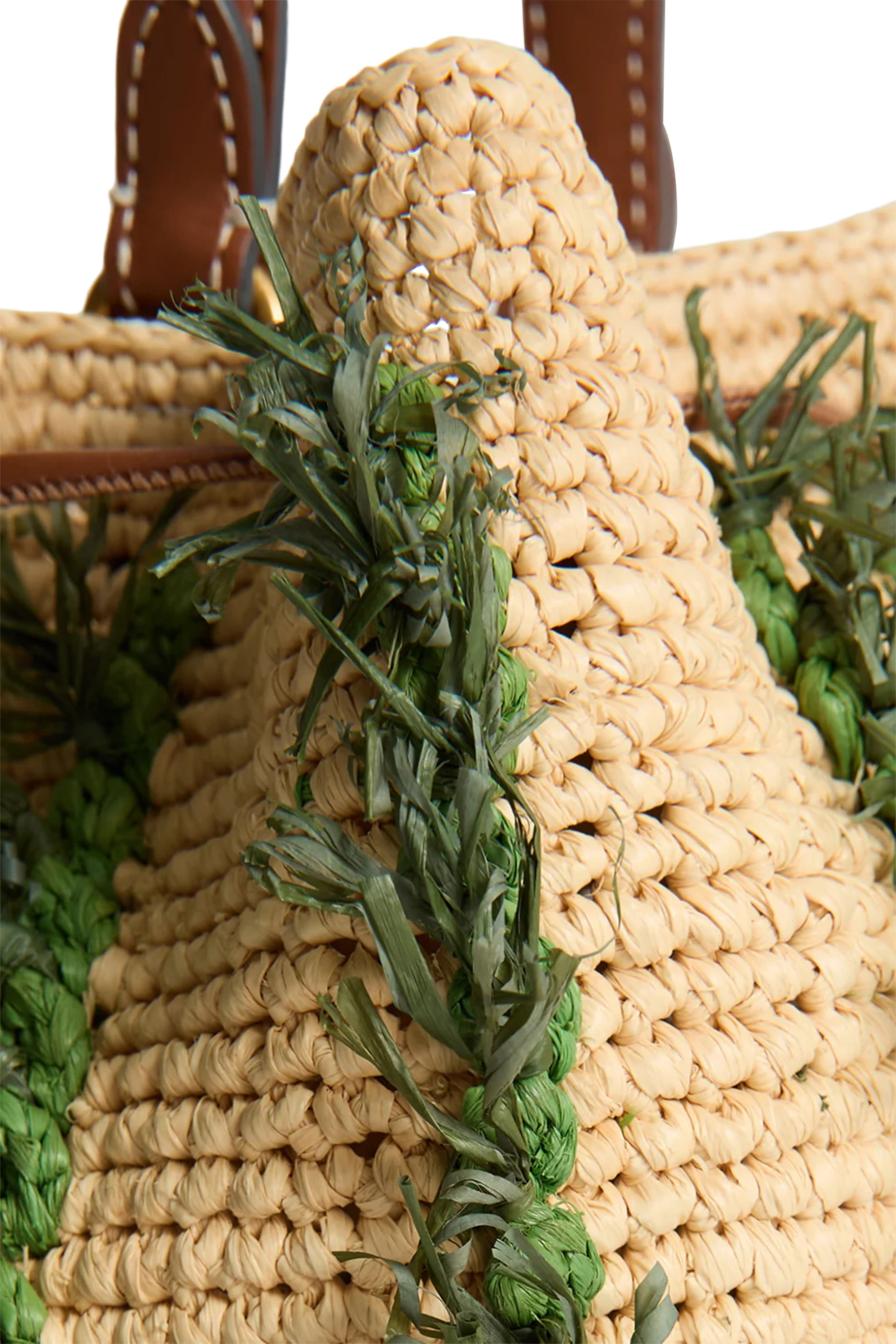 حقيبة باكيت مزينة بأزهار رافيا