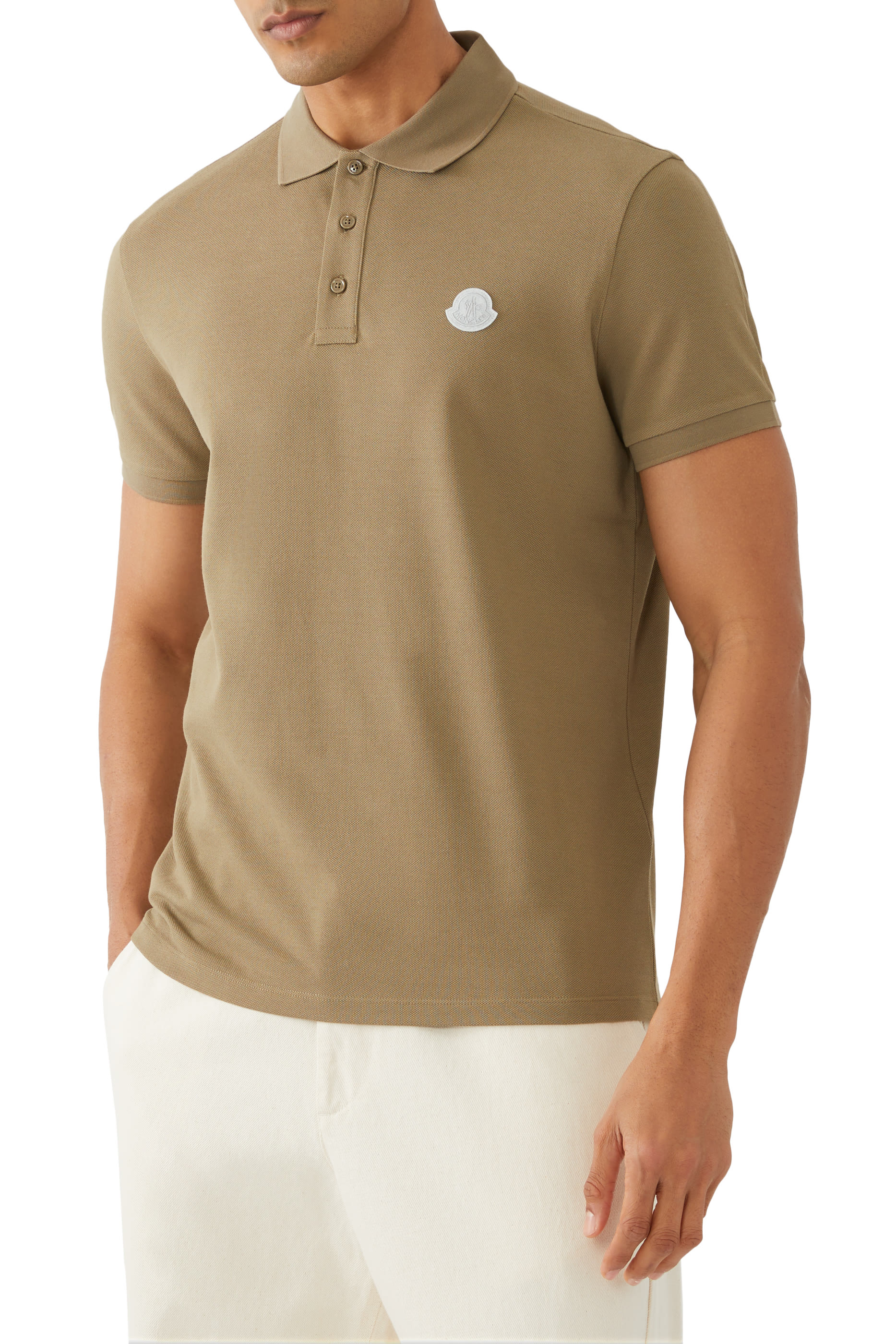 قميص بولو برقعة شعار الماركة قطن بيكيه