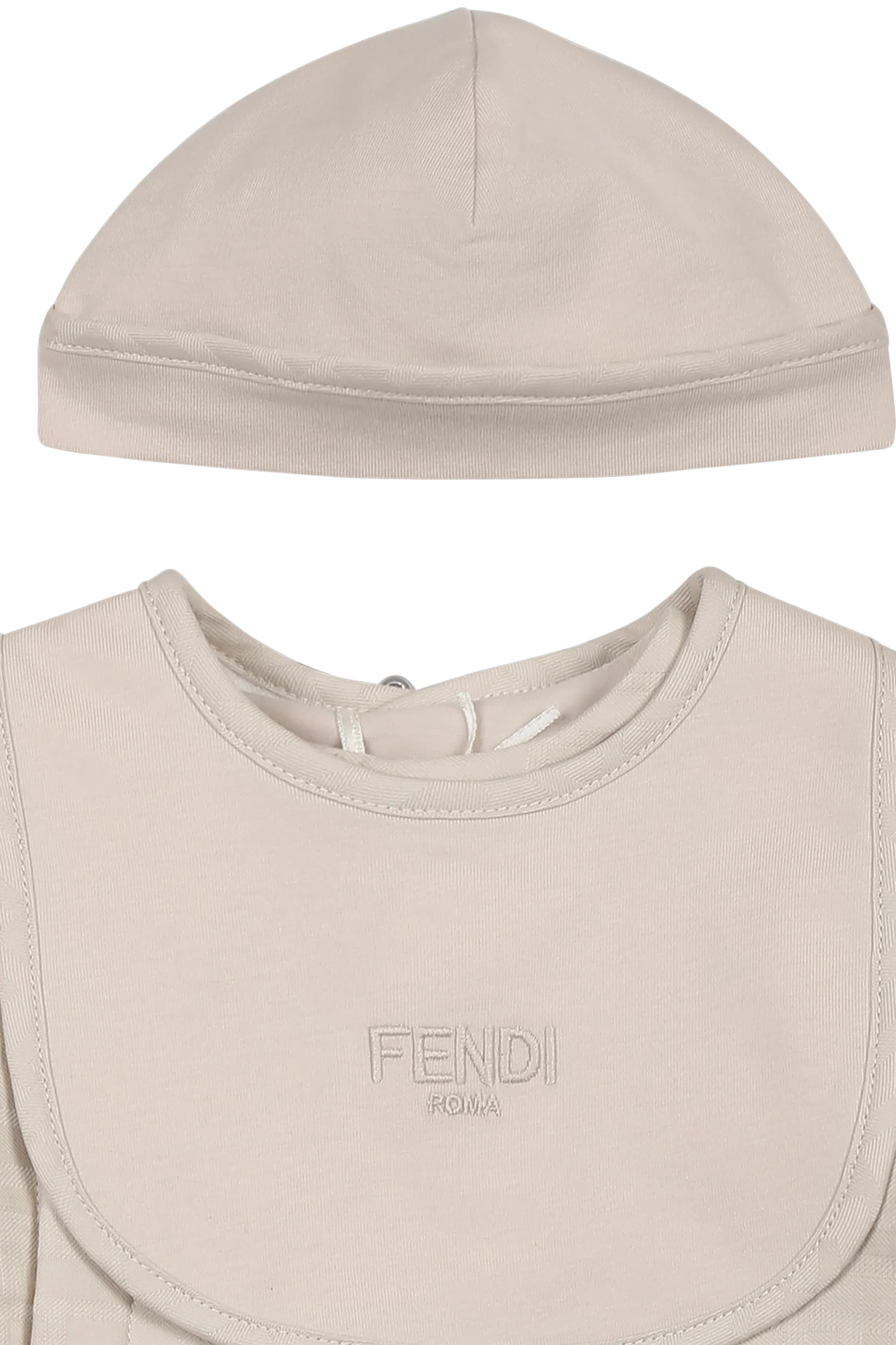 طقم بودي سوت قطن، مريلة وقبعة للأطفال