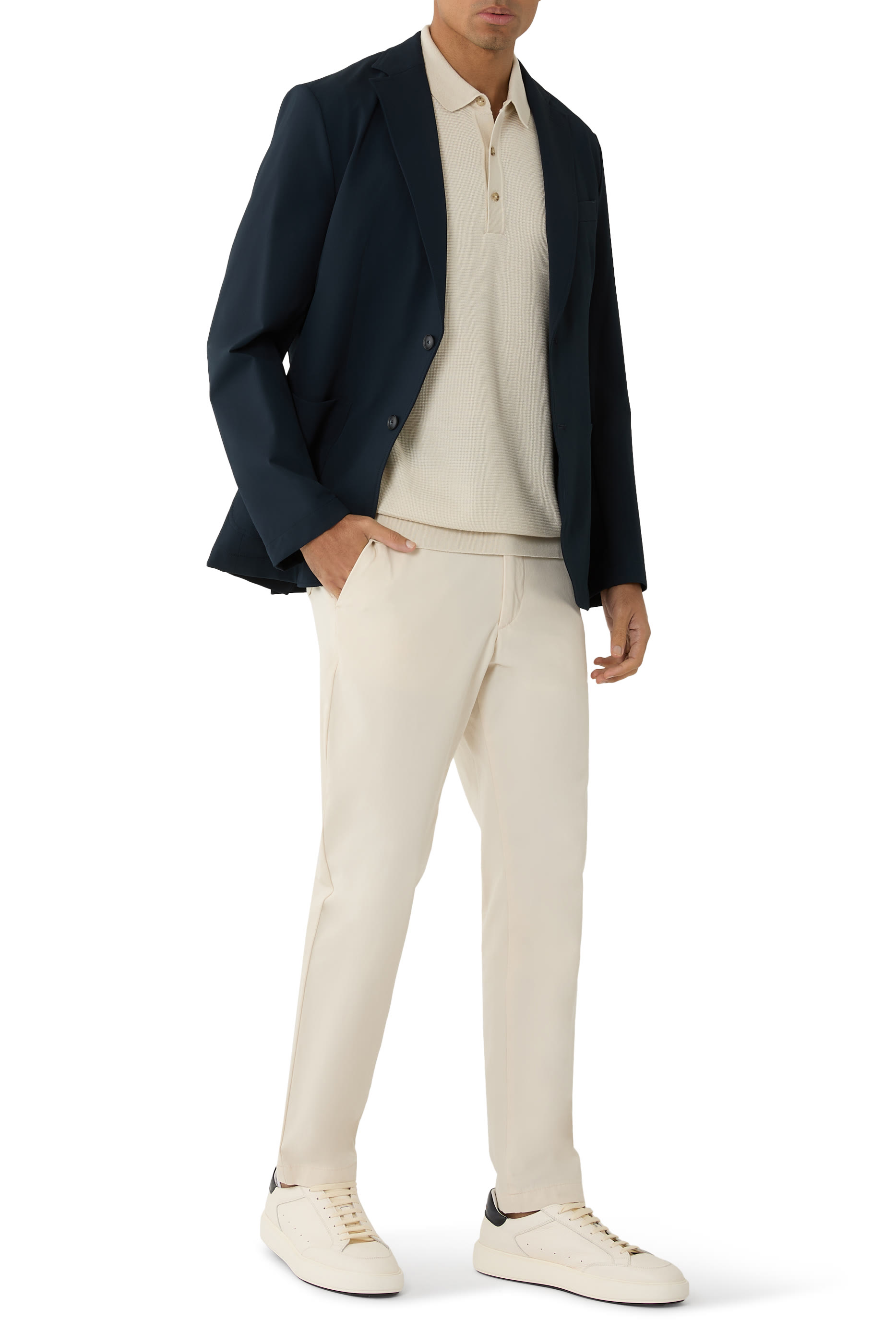 Stretch Cotton Blend Slim-Fit Trousers