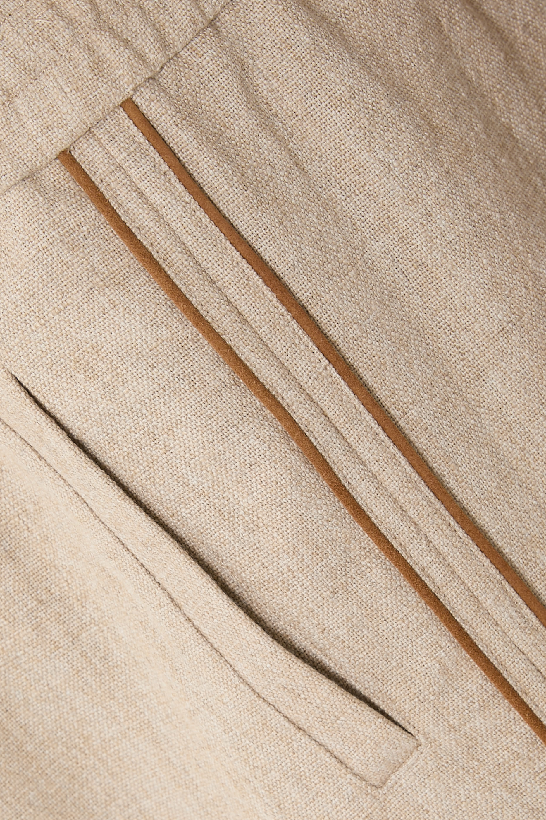 بنطال بقصة ساق مستقيمة قماش قنب بارز الملمس