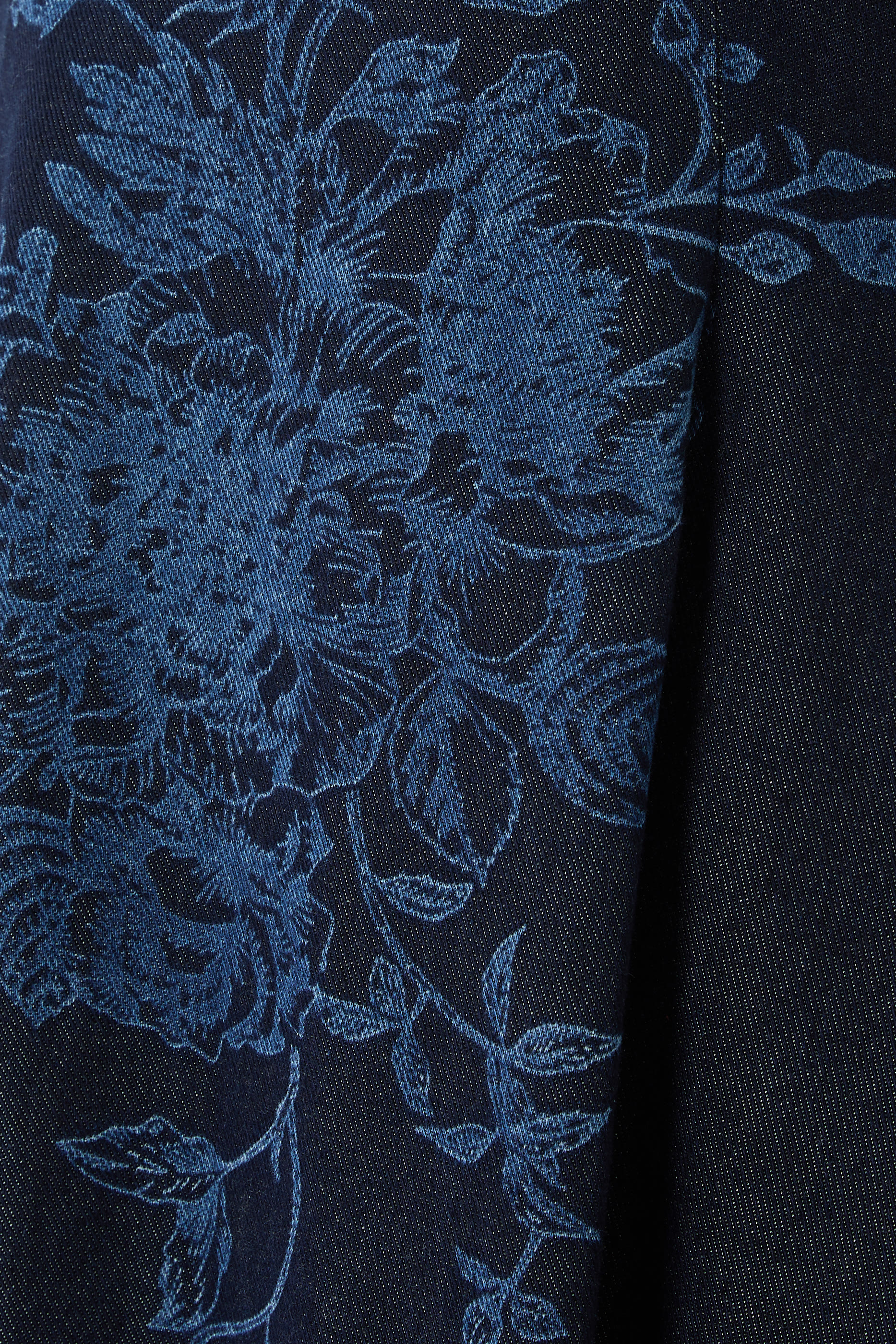 Flower Motif Denim Sleeveless Midi Dress