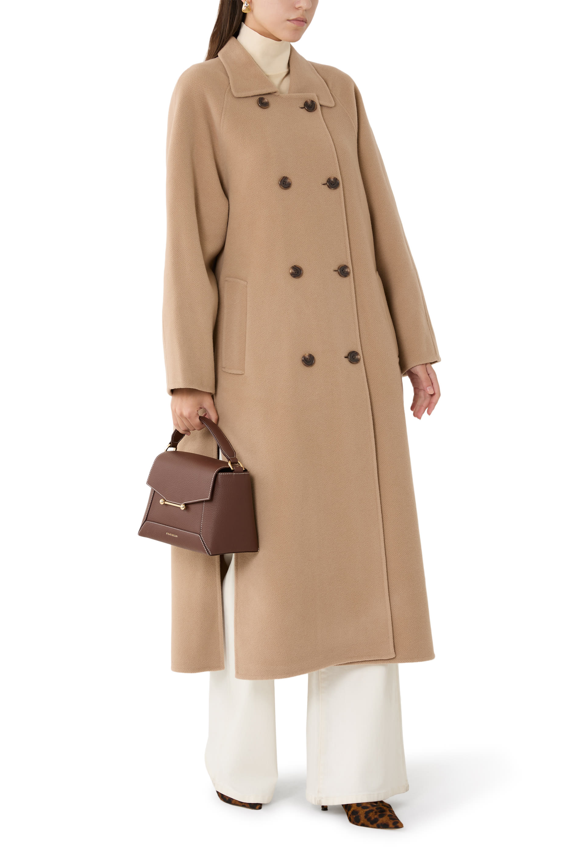 معطف طويل بصفي أزرار