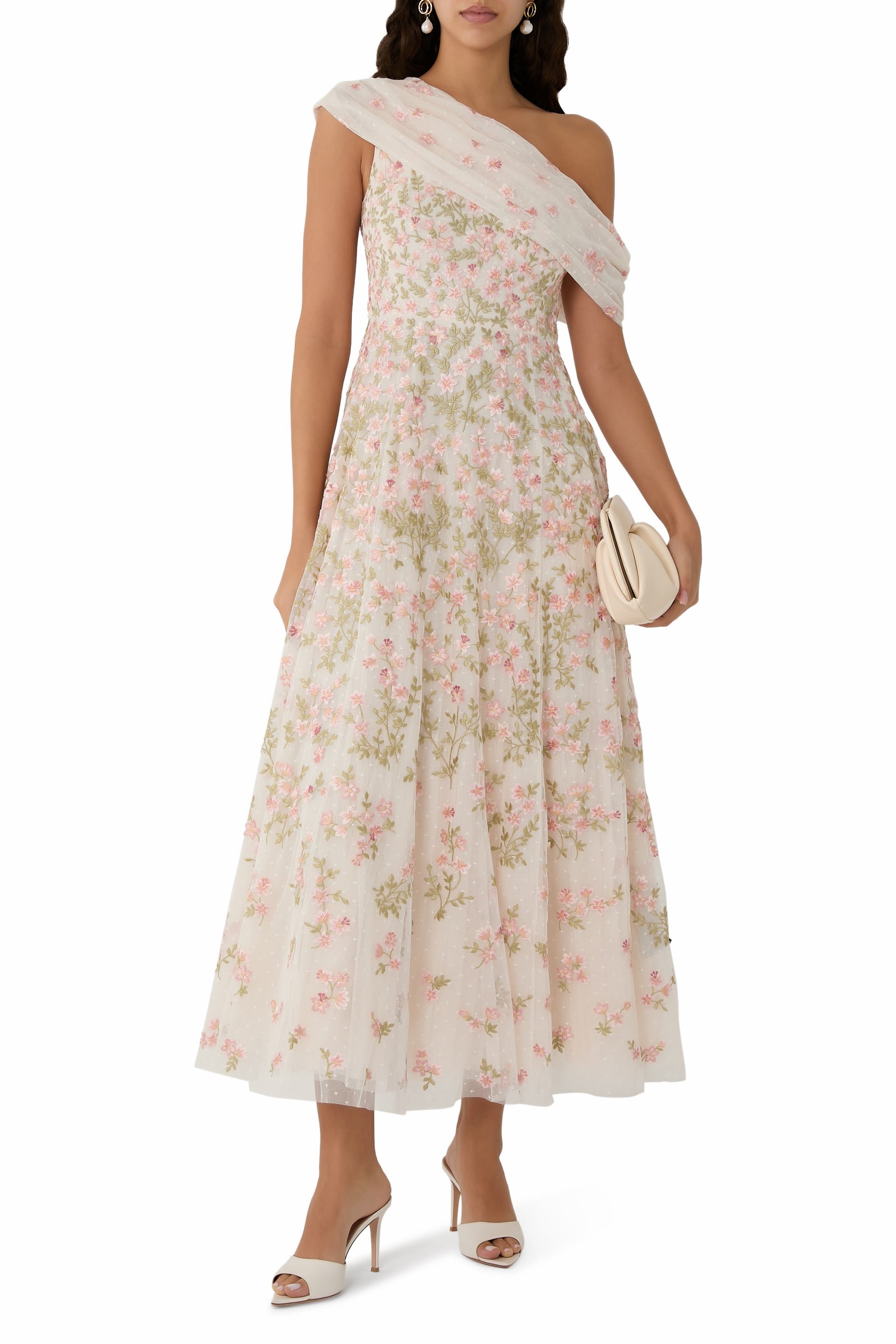 فستان سهرة ايفرت بلوم بقصة بطول الكاحل وكتف مكشوف null