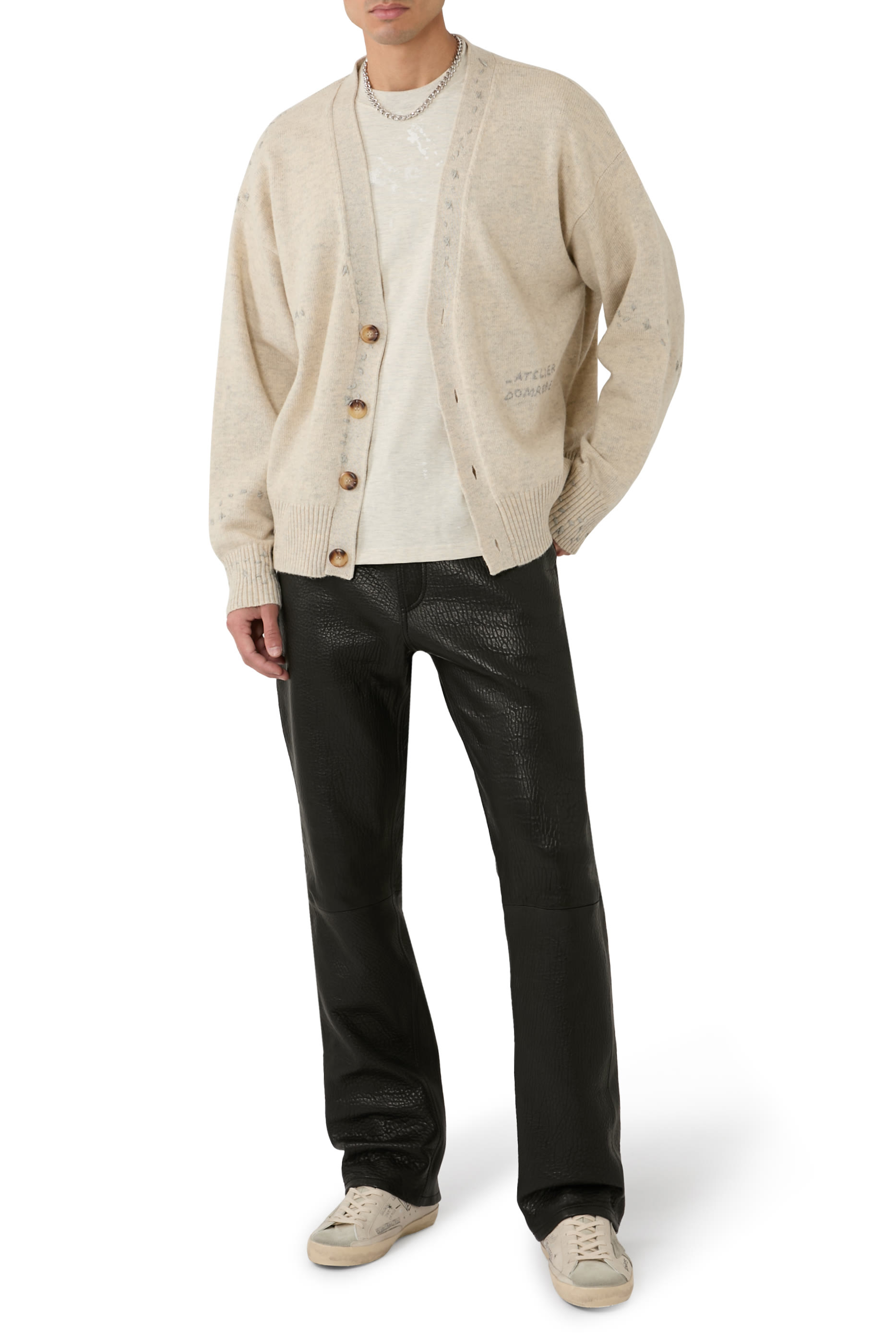 بنطال جينز جلد حمل بلمسة مجعدة