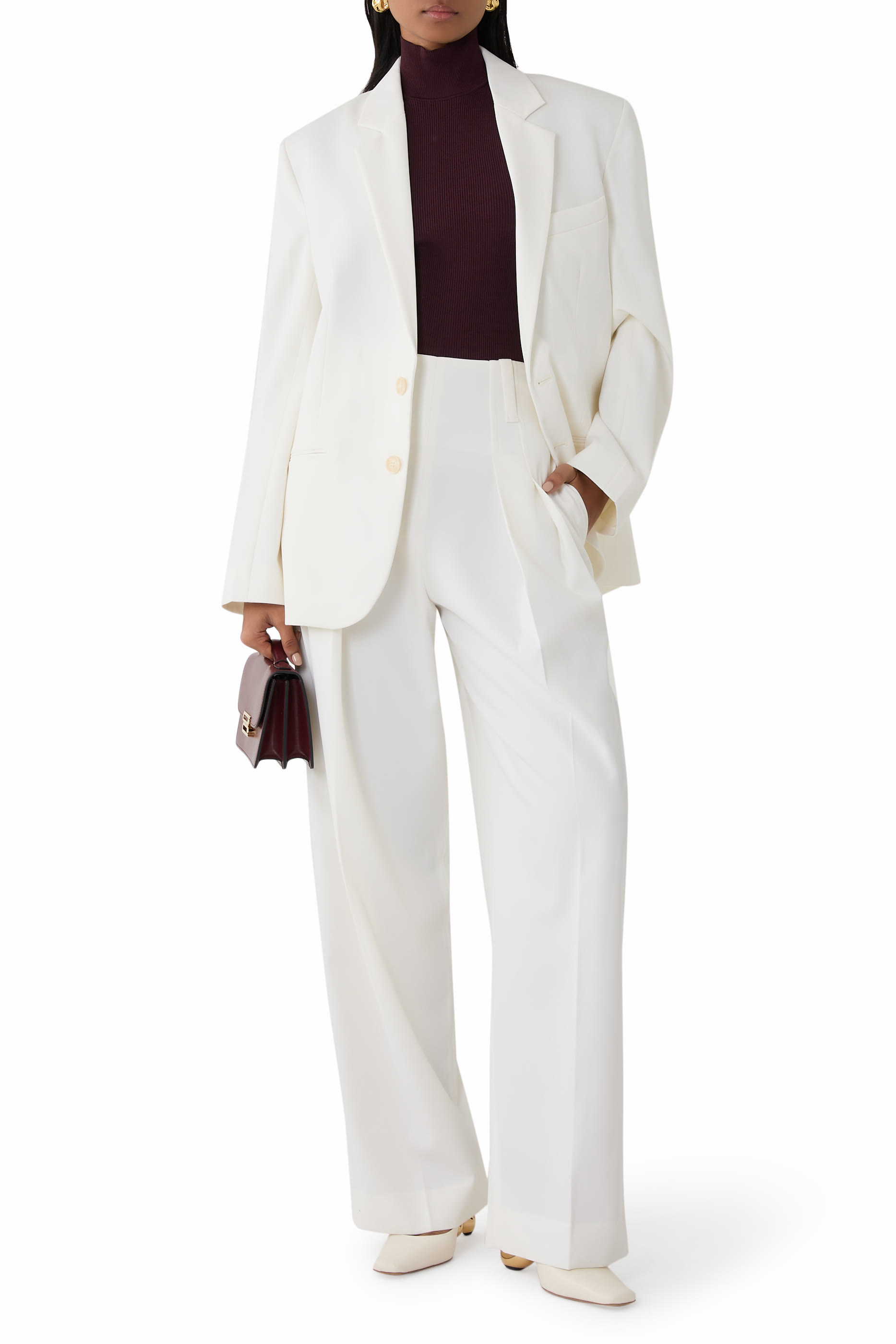 بنطال بخصر مرتفع مزموم