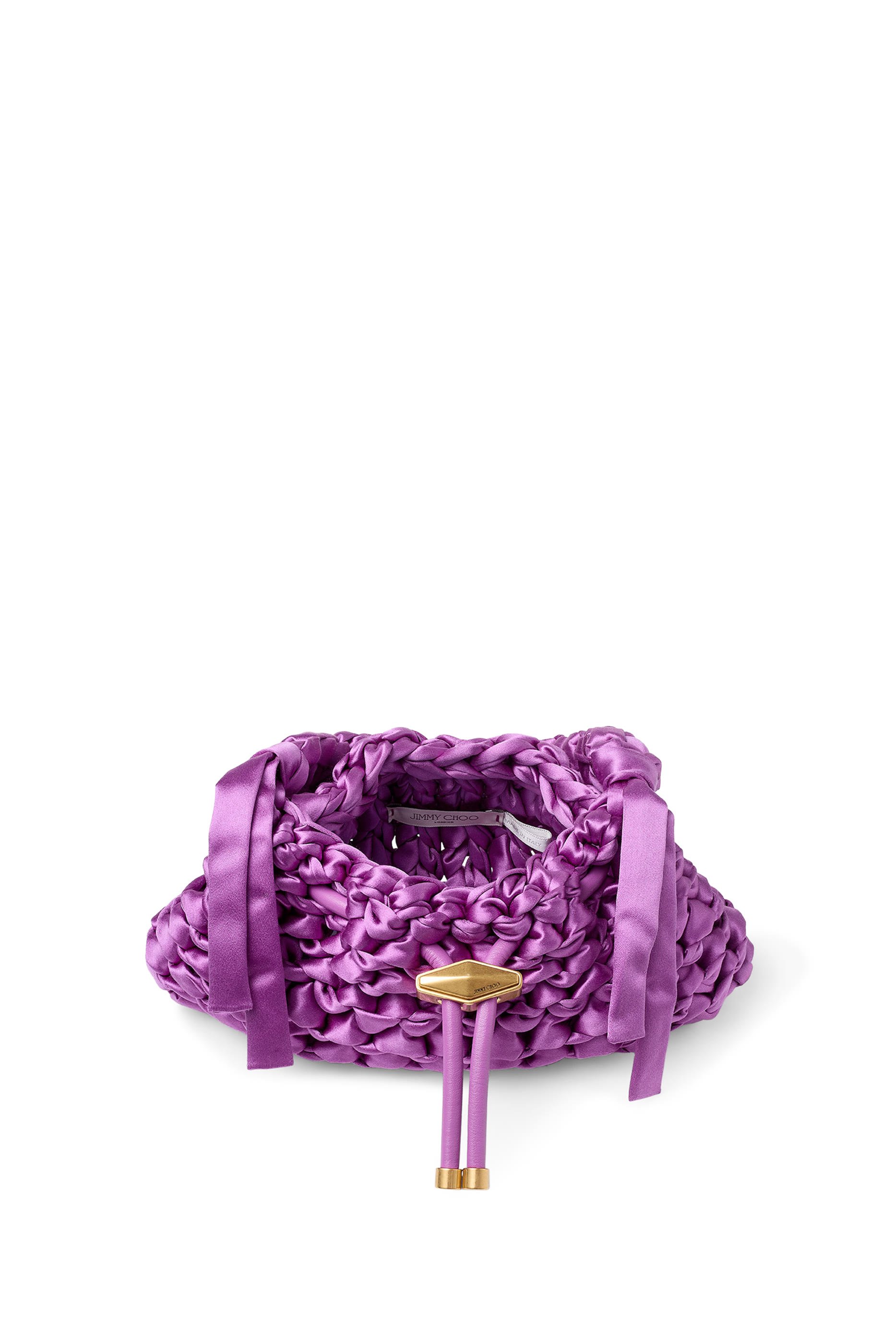 Cinch Woven Satin Top Handle Bag