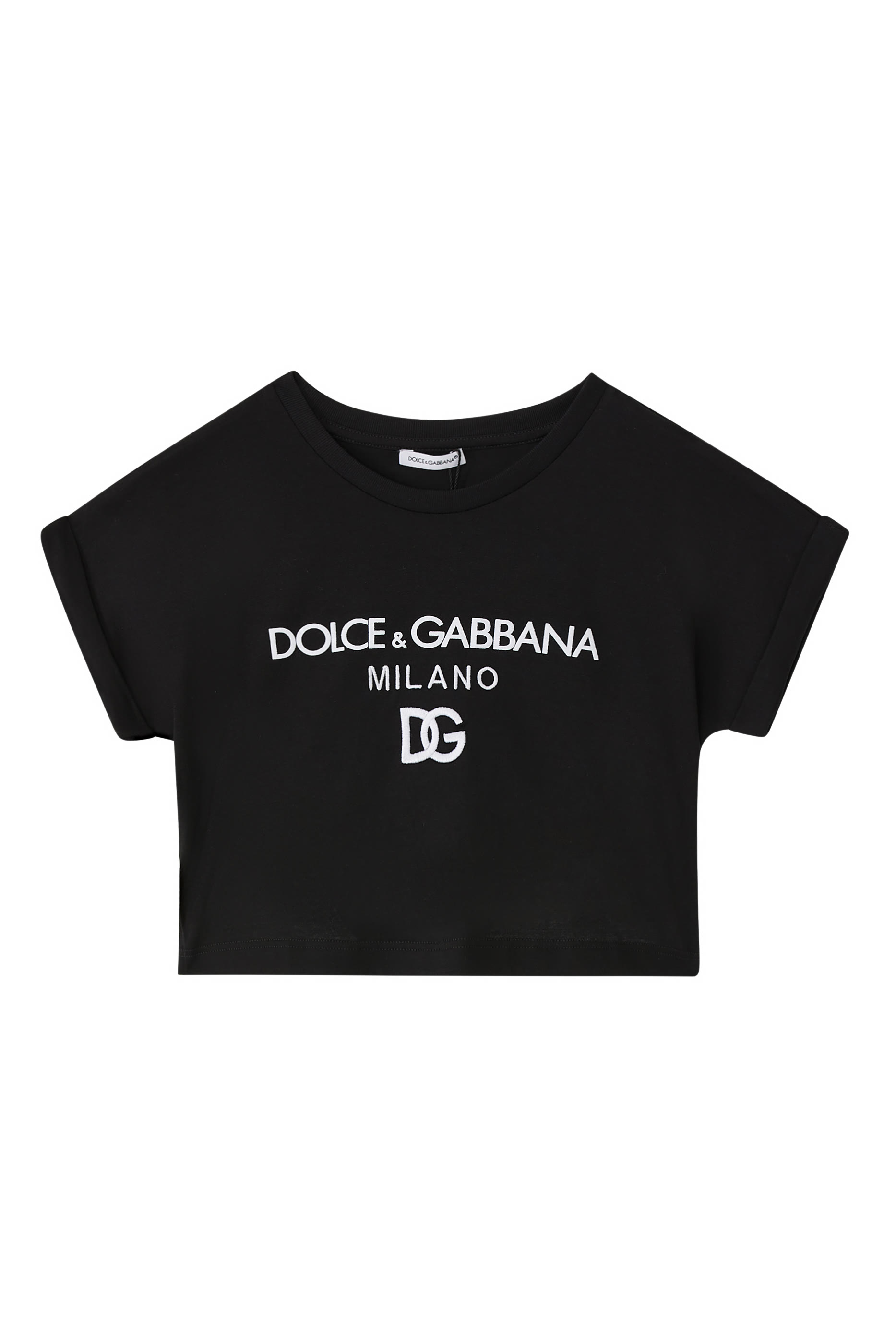 تيشيرت قصير للأطفال بشعار الماركة المطرز