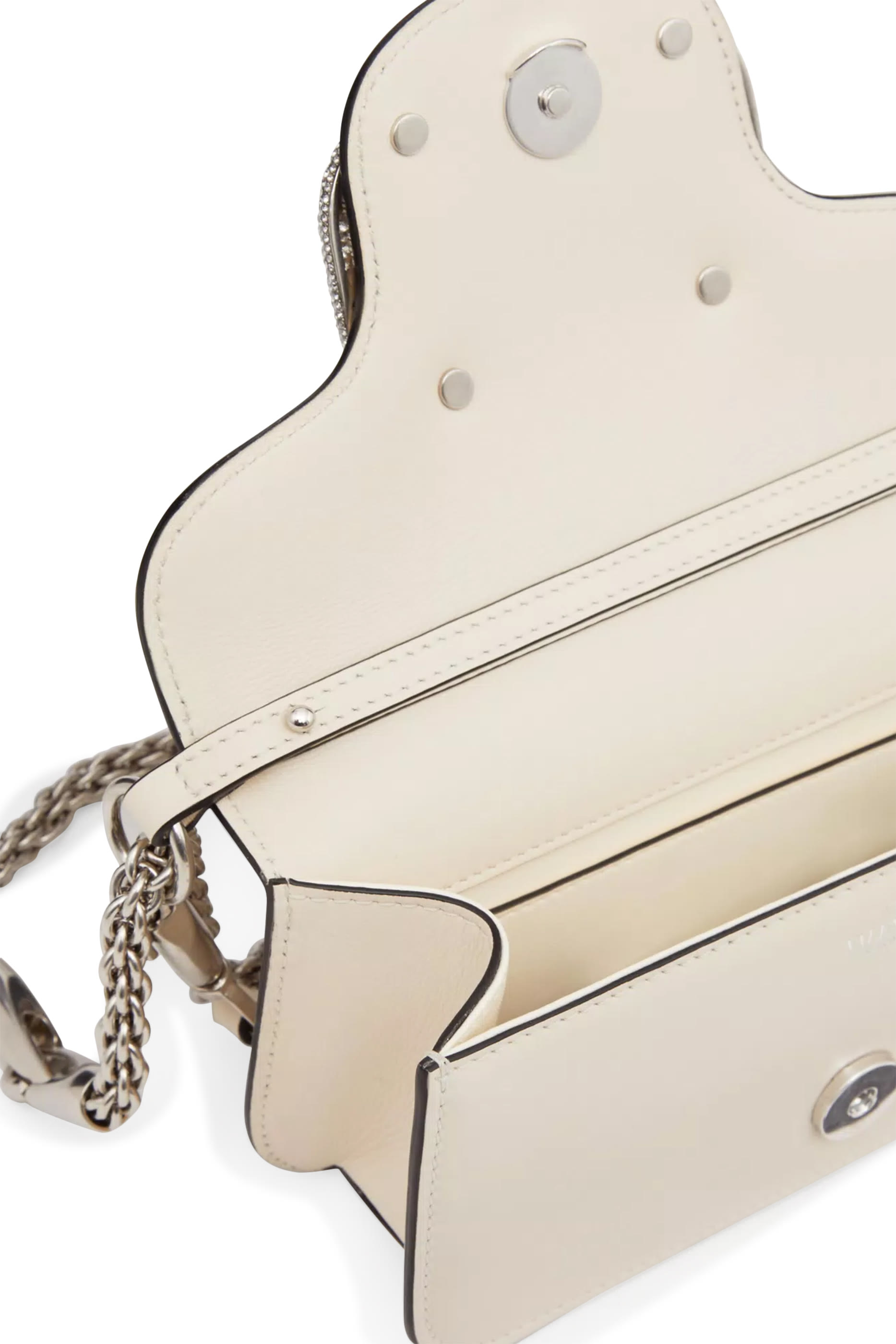 حقيبة كتف لوكو صغيرة بشعار الماركة المرصع بأحجار براقة