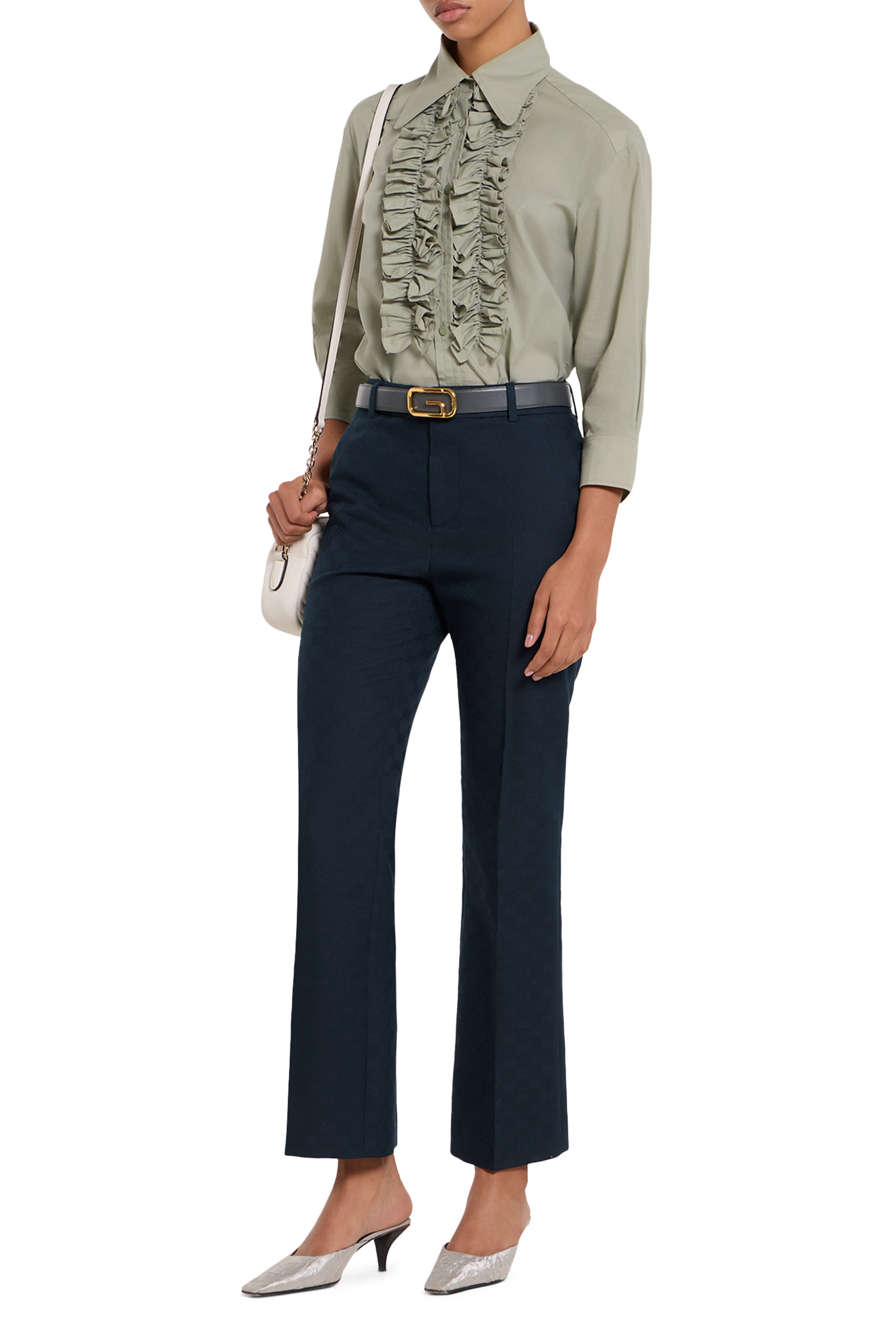 بنطال بشعار الماركة قطن غاباردين