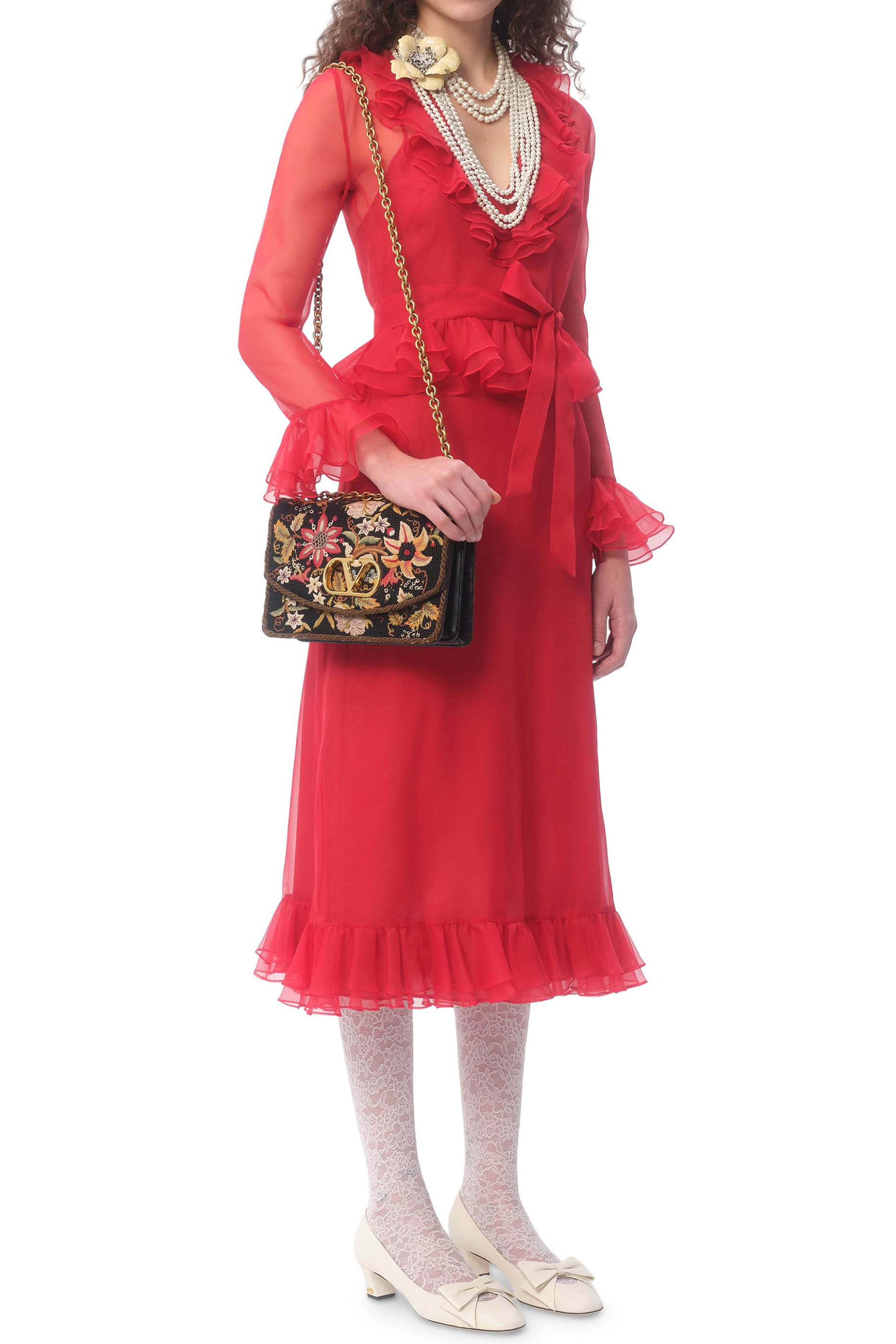 حقيبة كتف فاين مطرزة