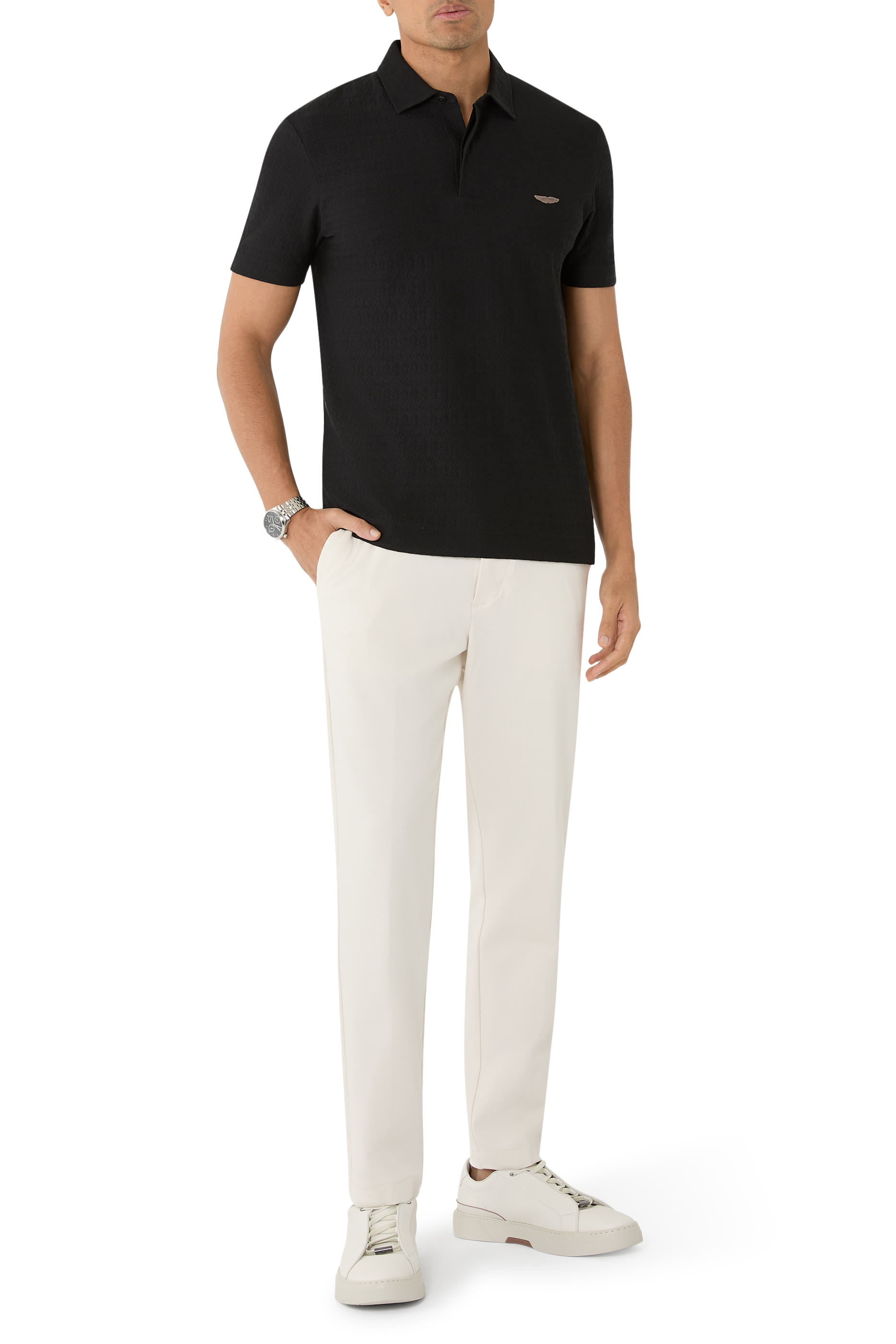 قميص بولو قطن وحرير x أستون مارتن