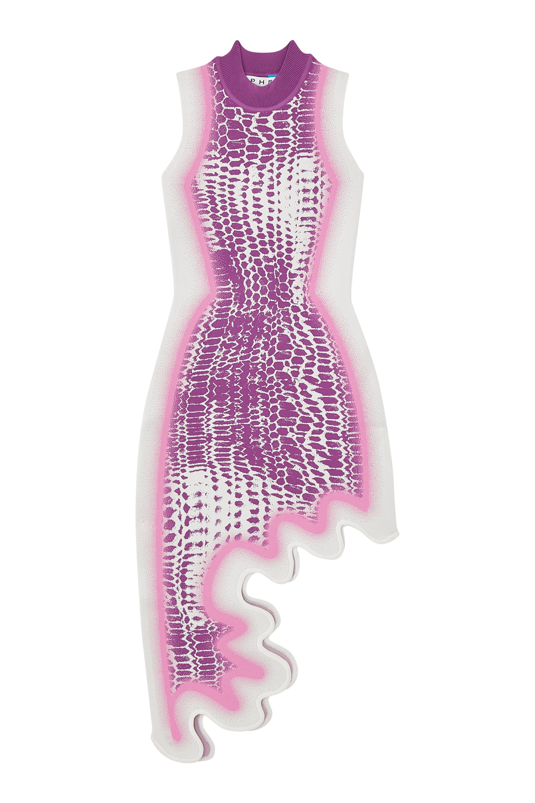 فستان بروكلين مموج بتصميم غير متماثل null