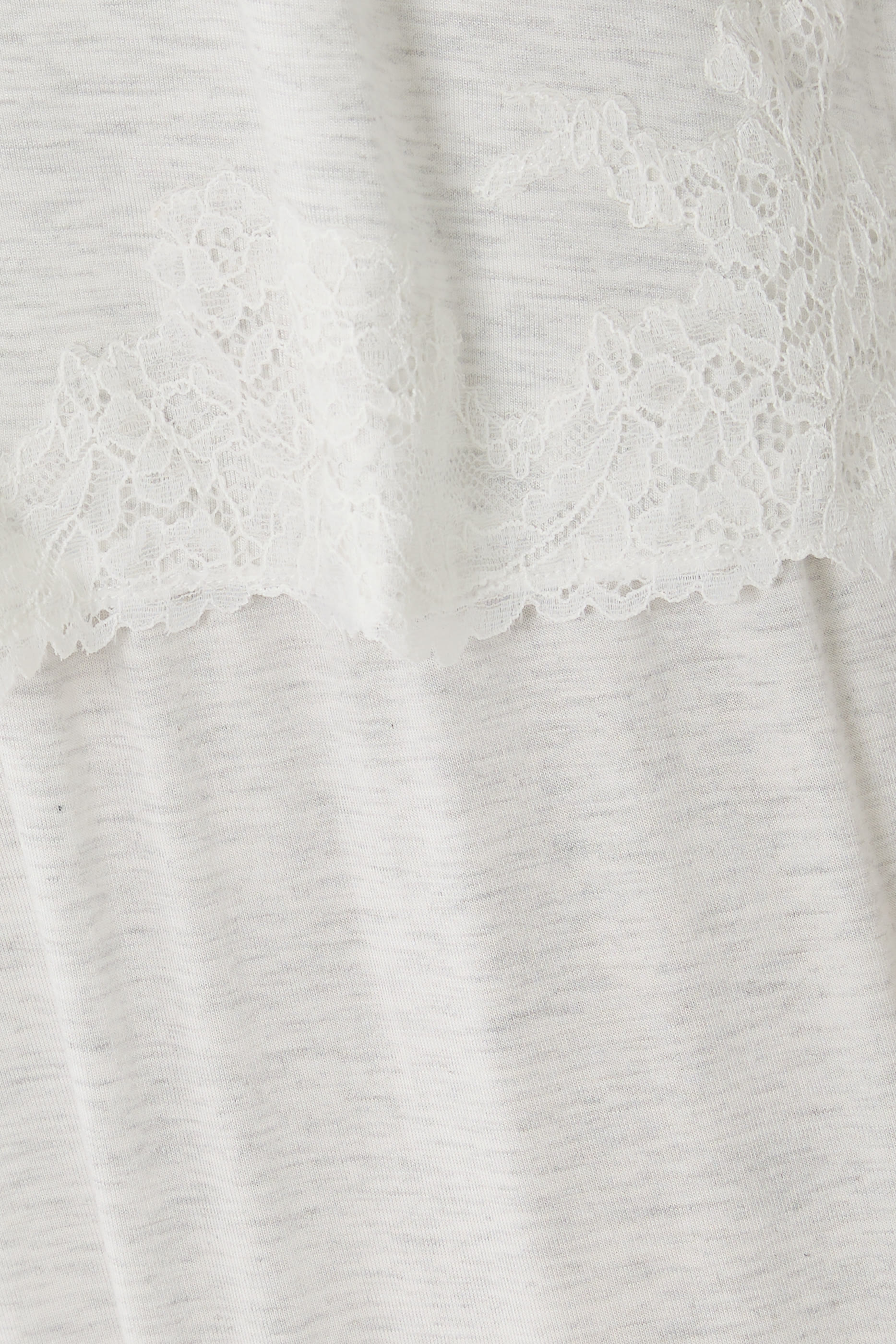 طقم بيجامة جيرسيه بأكمام طويلة وأجزاء دانتيل