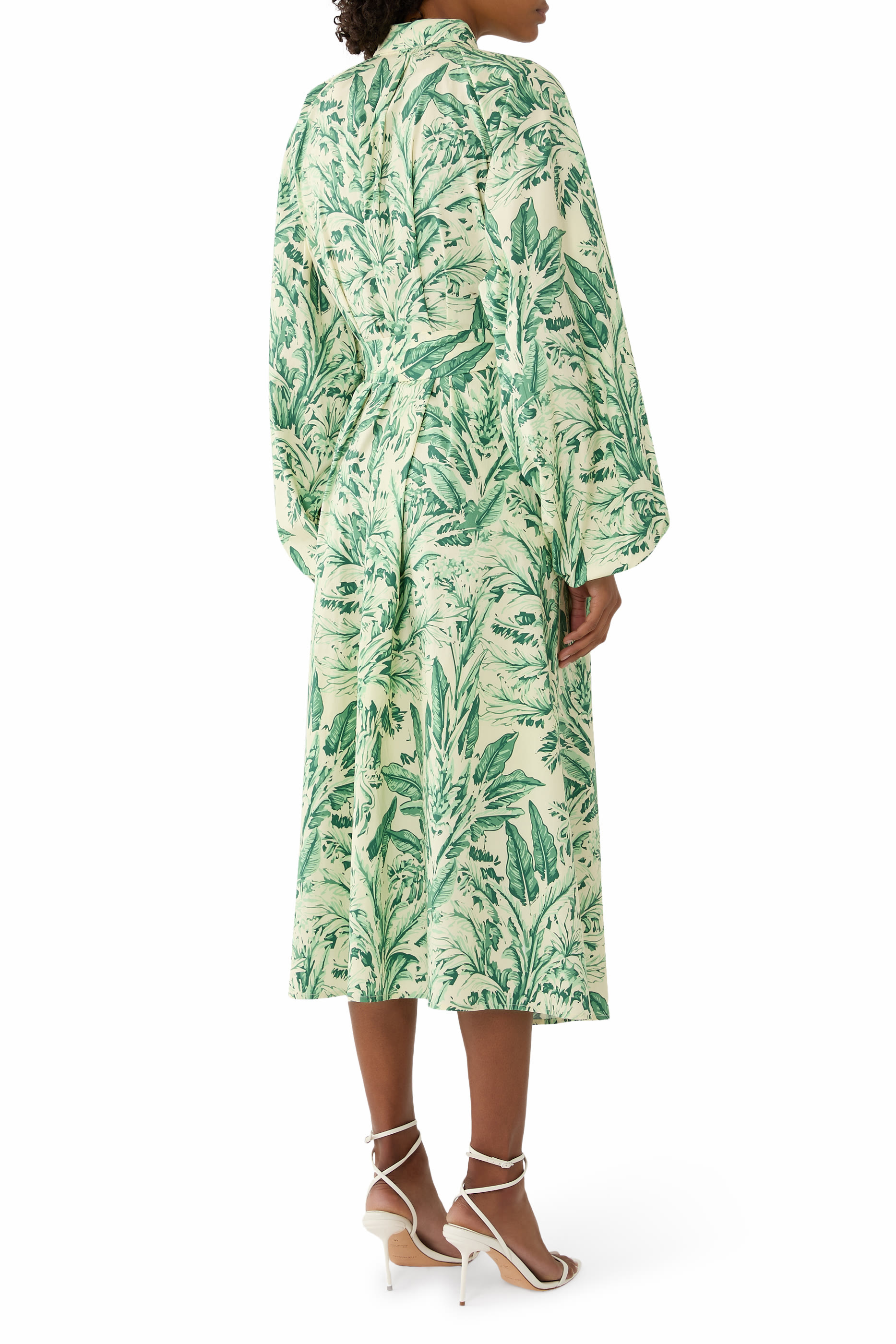 فستان ناجا متوسط الطول بنقشة قطن بوبلين