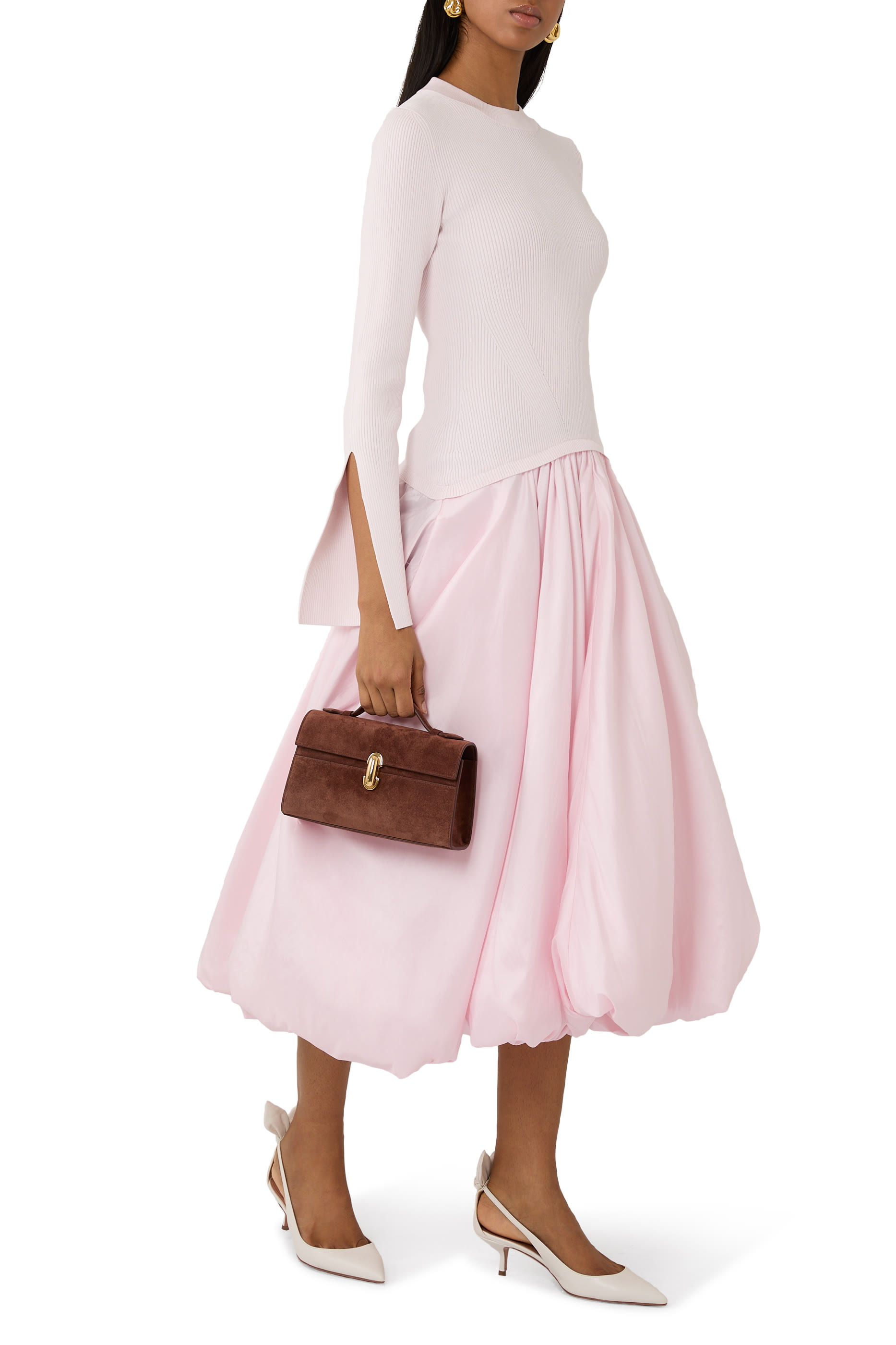 فستان كينلي متوسط الطول تافيتا منسوج