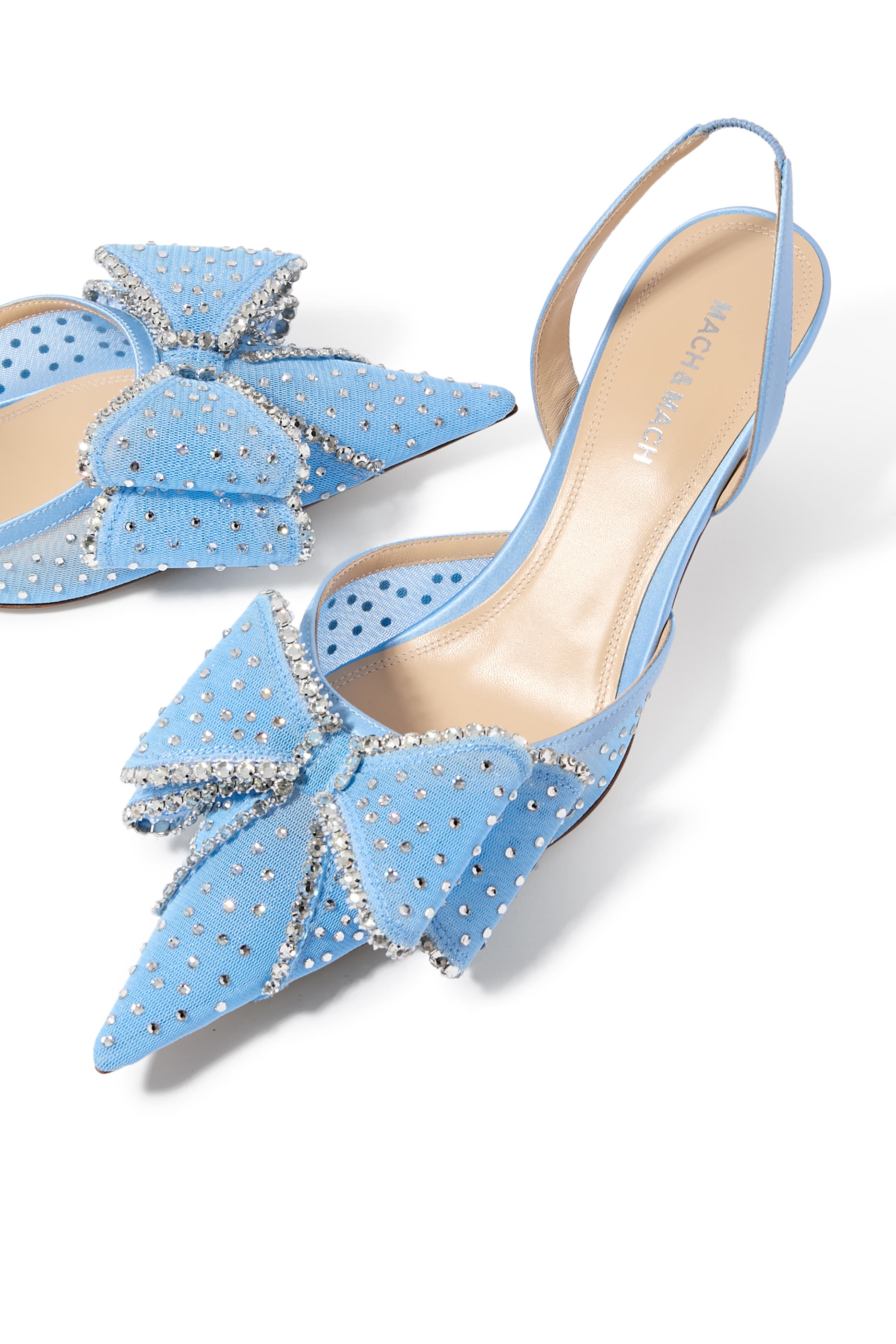 صندل لو كادو 65 بسير خلفي وكعب منخفض قماش شبكي بكريستال