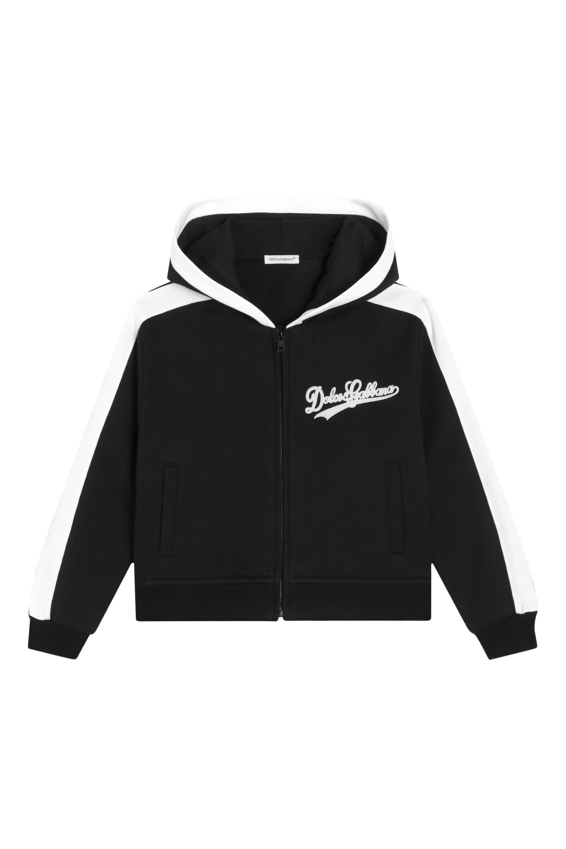 سويت شيرت بطبعة شعار الماركة وغطاء للرأس للأطفال