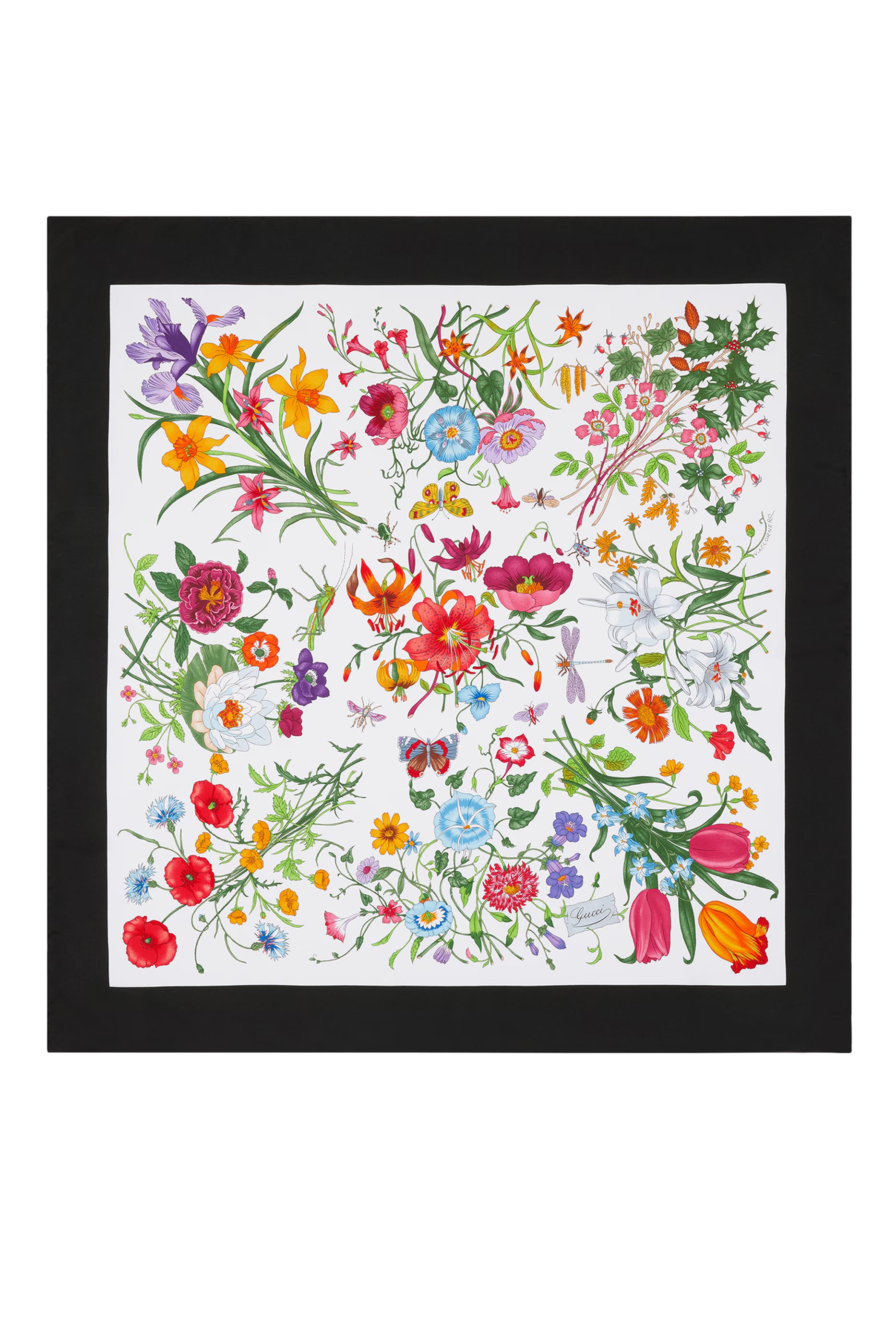 وشاح مربع بنقشة حرير تويل