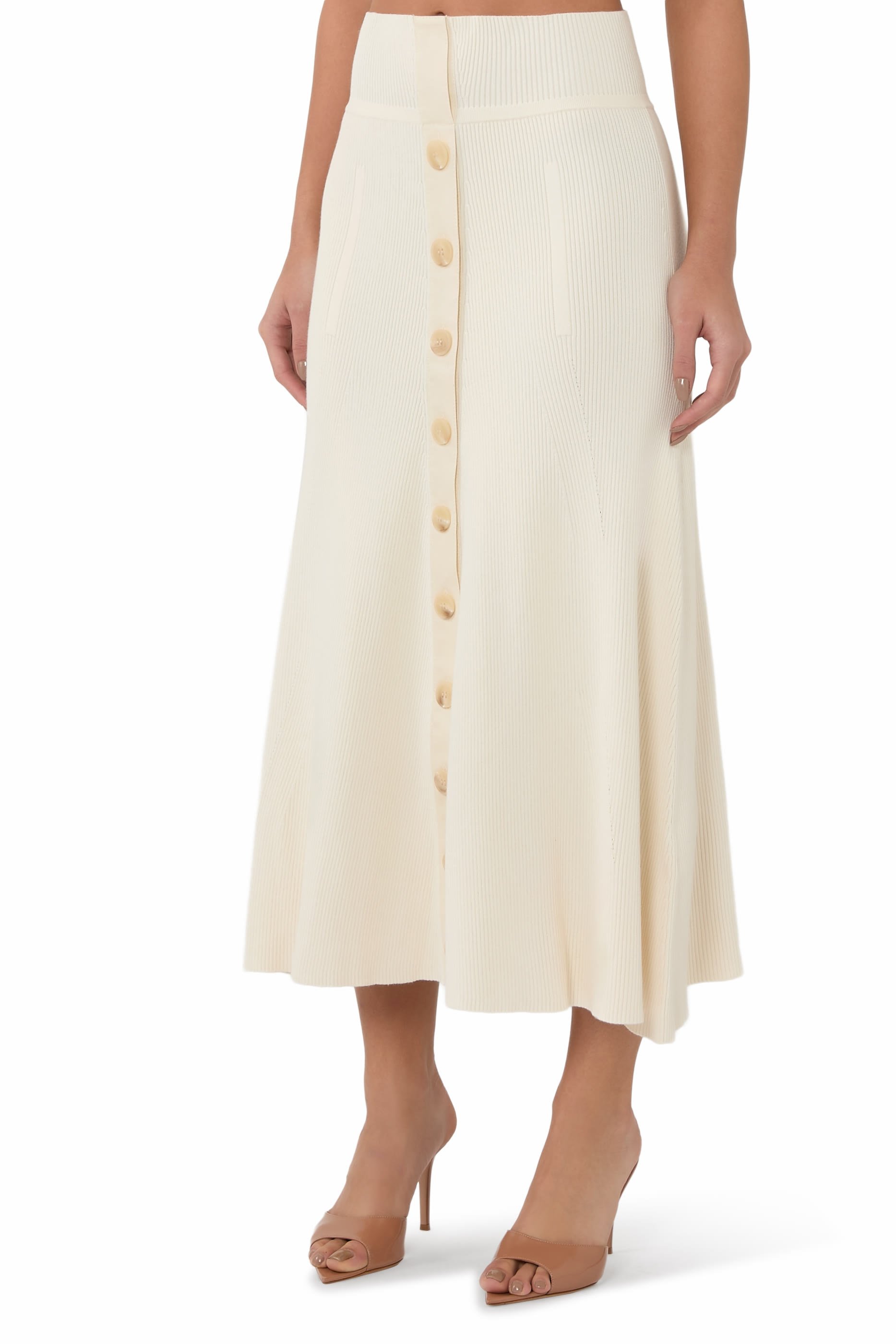 تنورة بحواف قطن متوسطة الطول نسيج مضلع