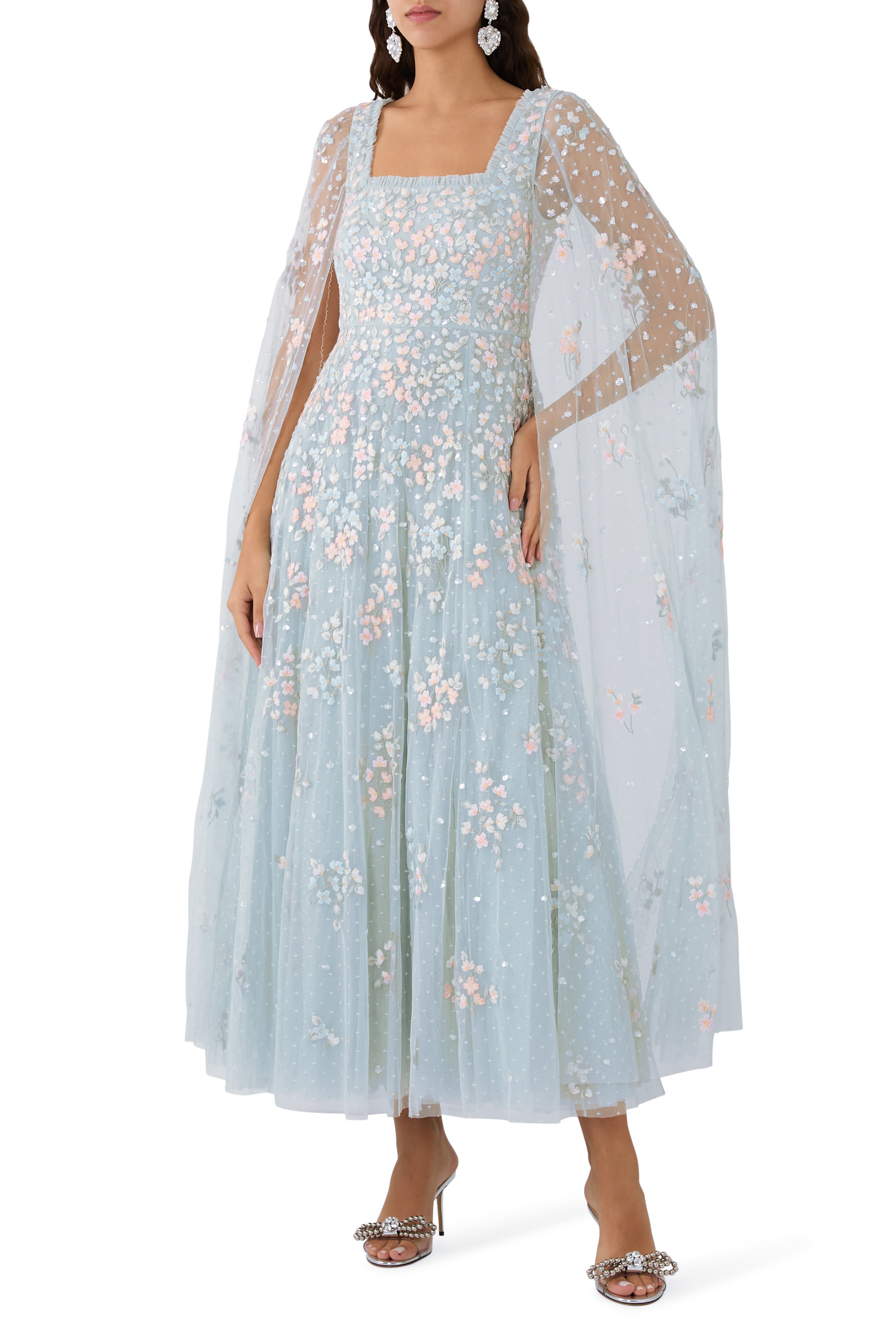 فستان سهرة فرساي ديتسي بطول الكاحل بأكمام كاب