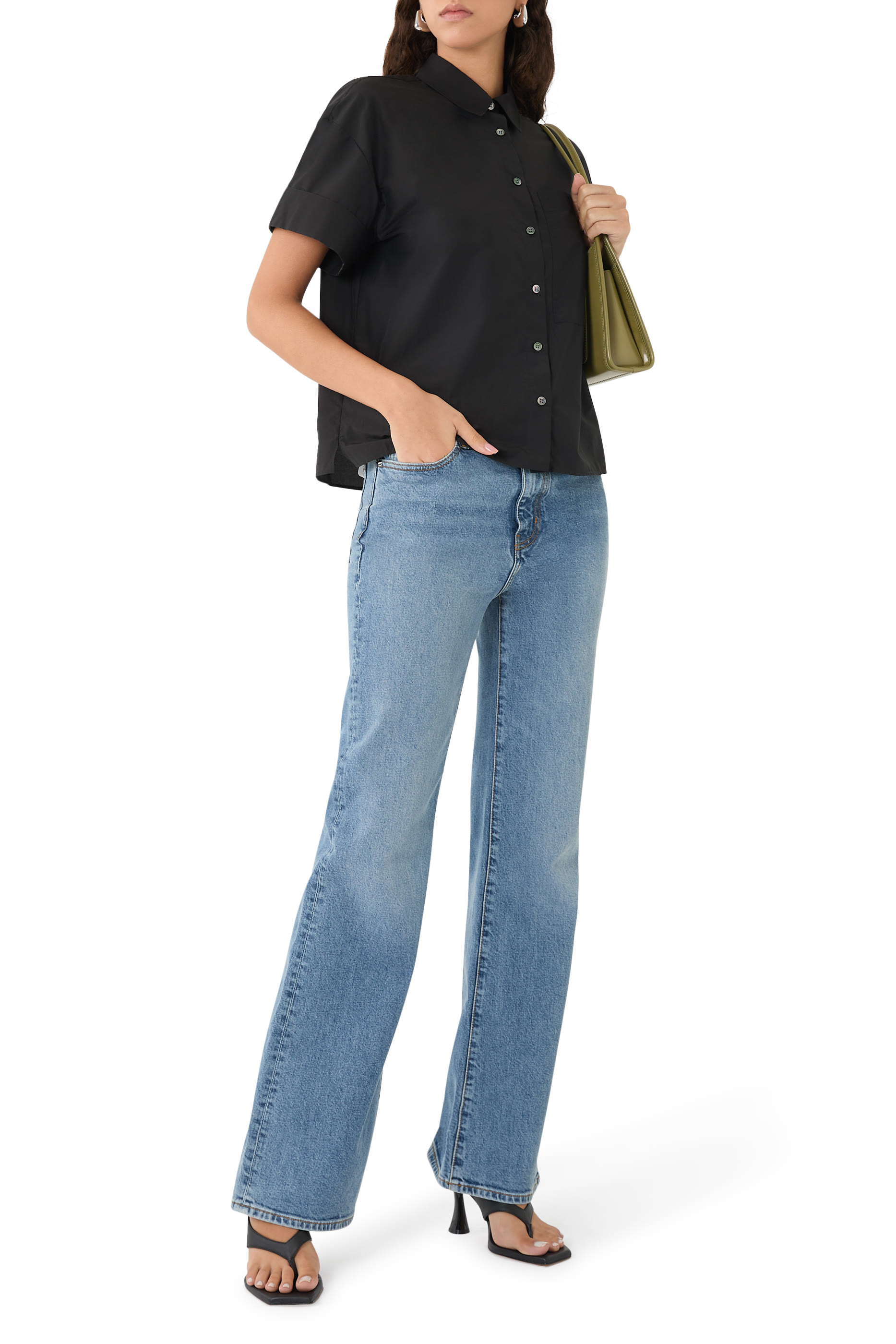 قميص بجيب خارجي مزيج قطن