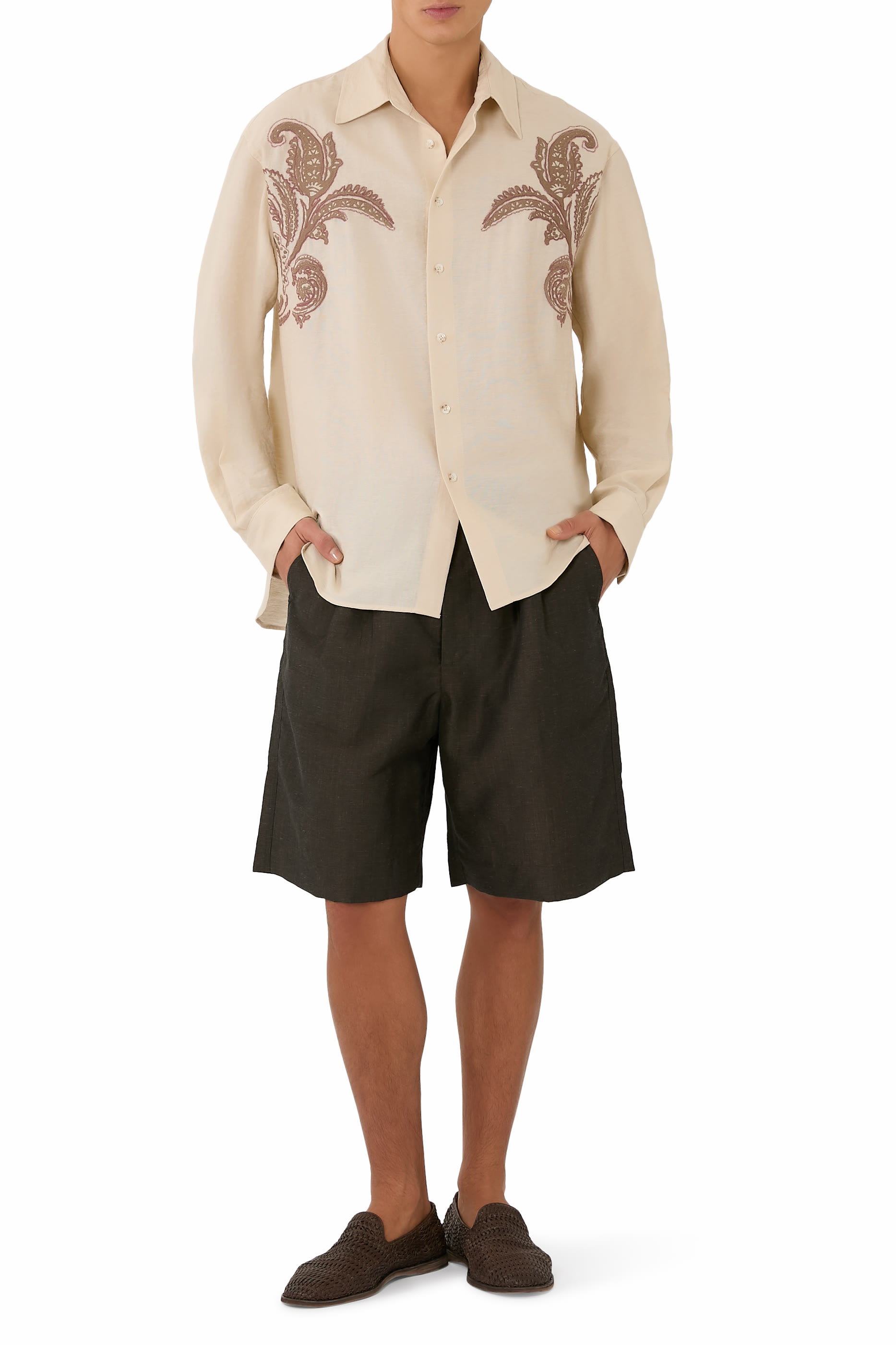 Paisley Embroidered Linen Shirt