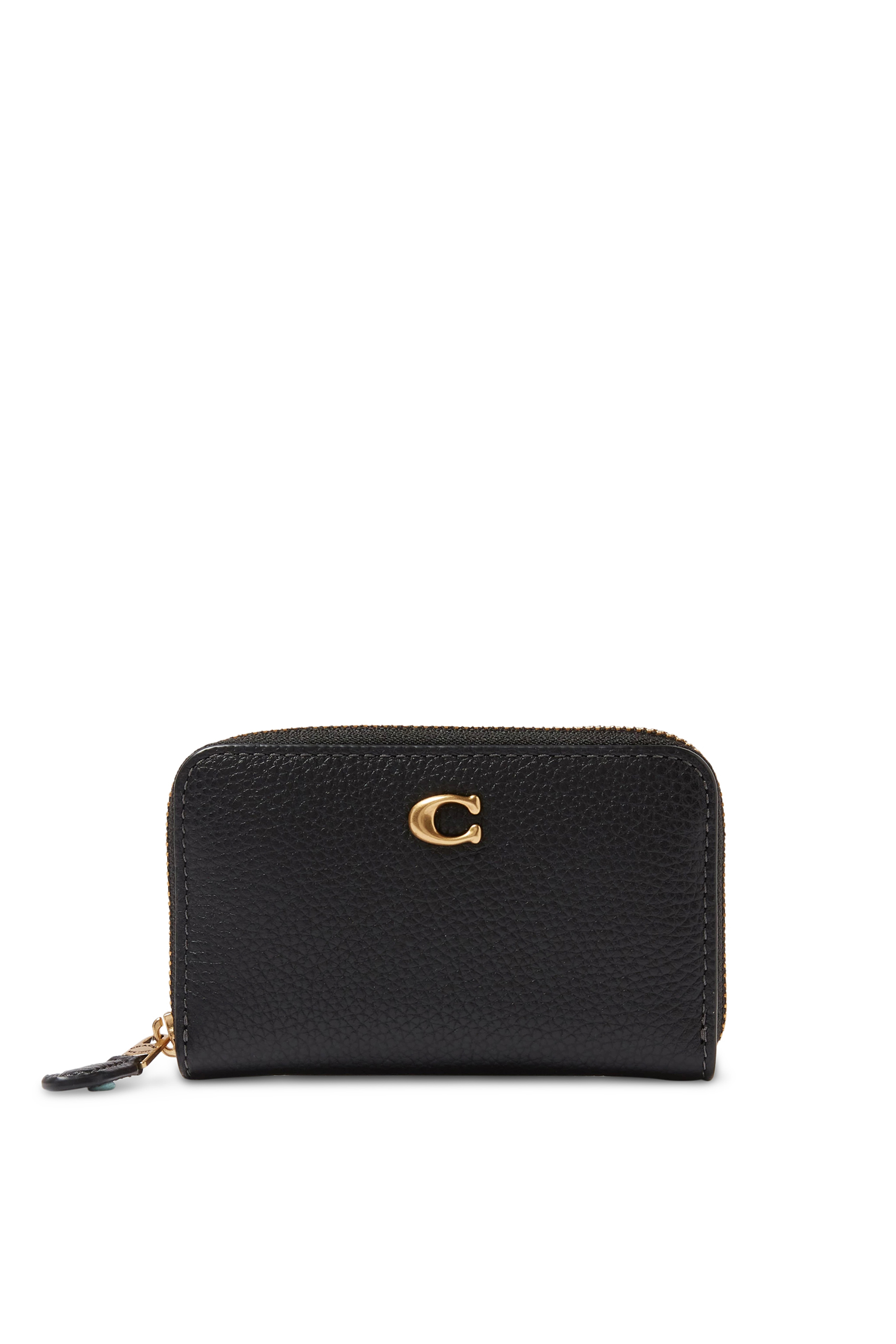 حافظة بطاقات جلد مصقول بارز الملمس