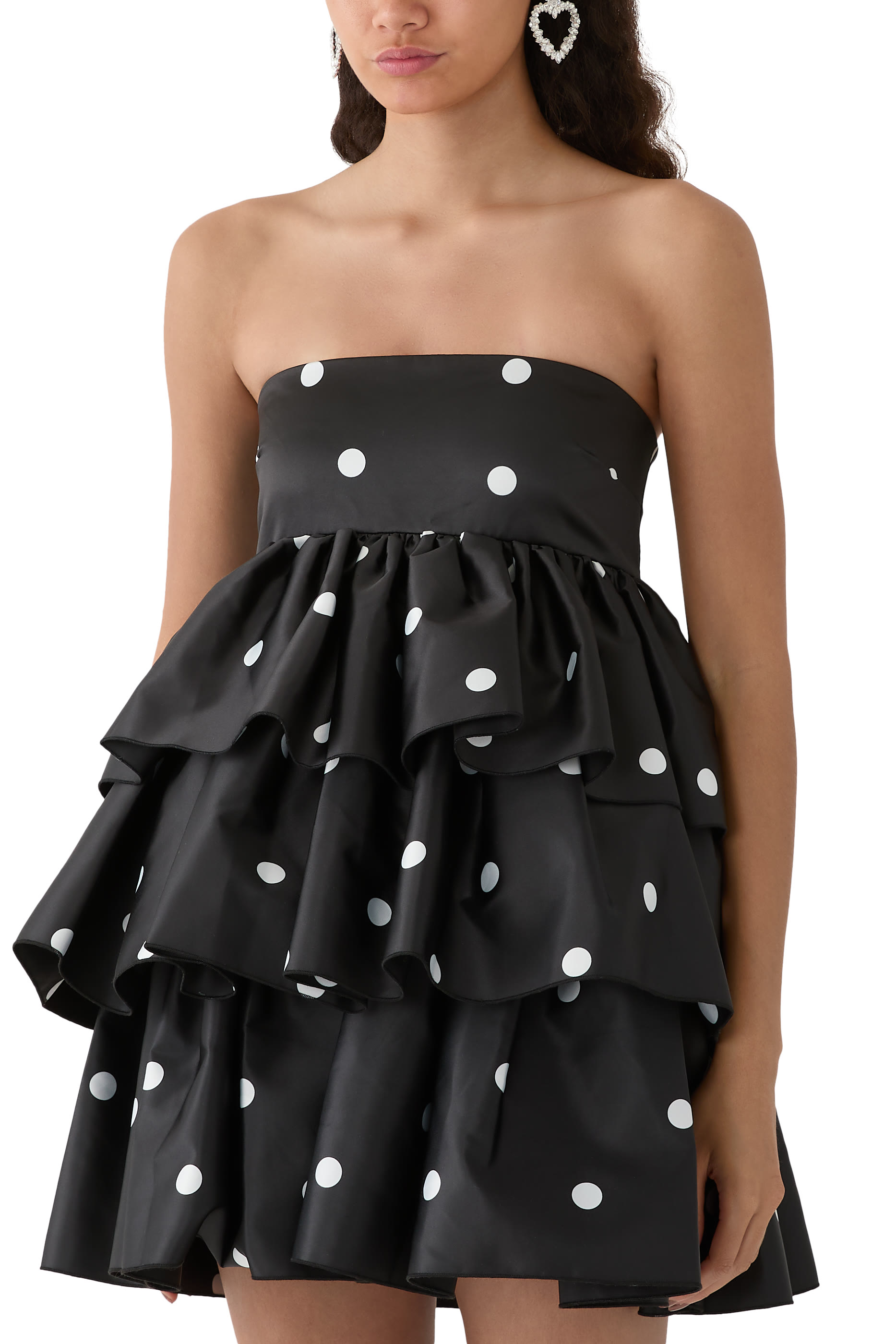 فستان مزين بكشكش ساتان