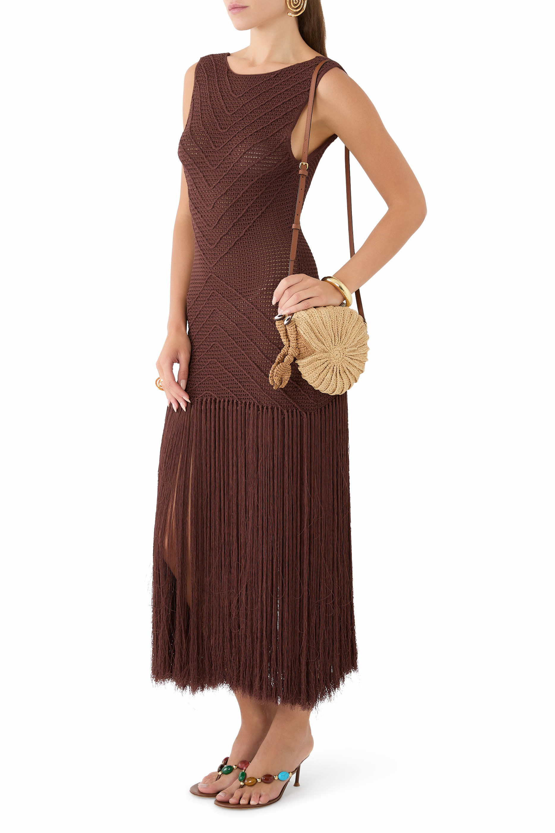 حقيبة كروس بودي بتصميم صدفة سرطان بحر خوص