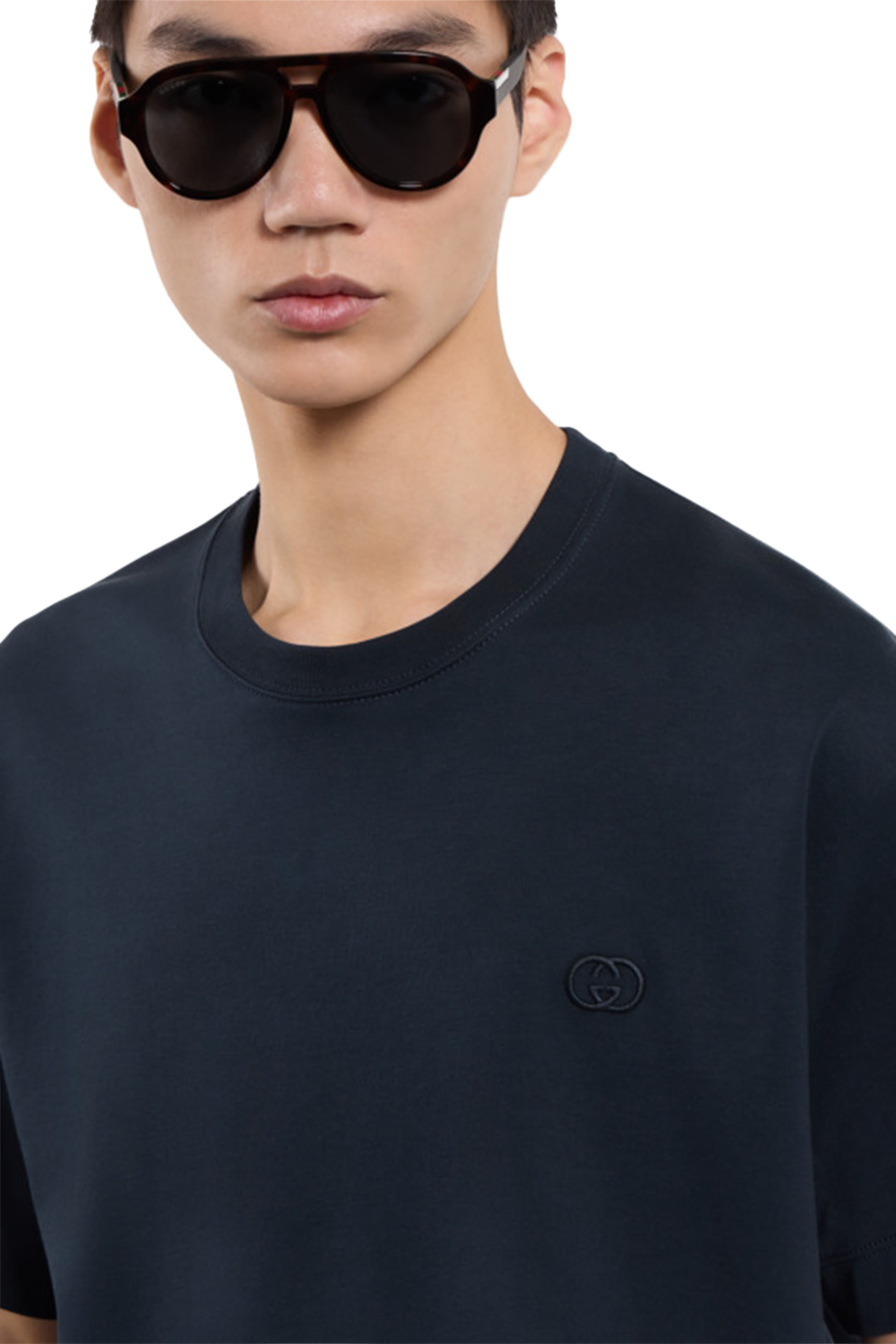 تيشيرت بتطريز شعار الماركة قطن جيرسيه