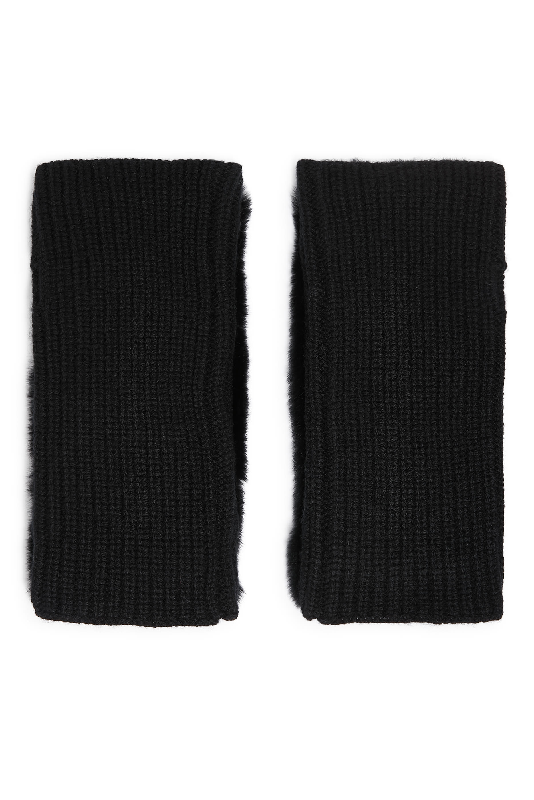 قفازات بلا أصابع نسيج كشمير وصوف وفرو أرنب ريكس