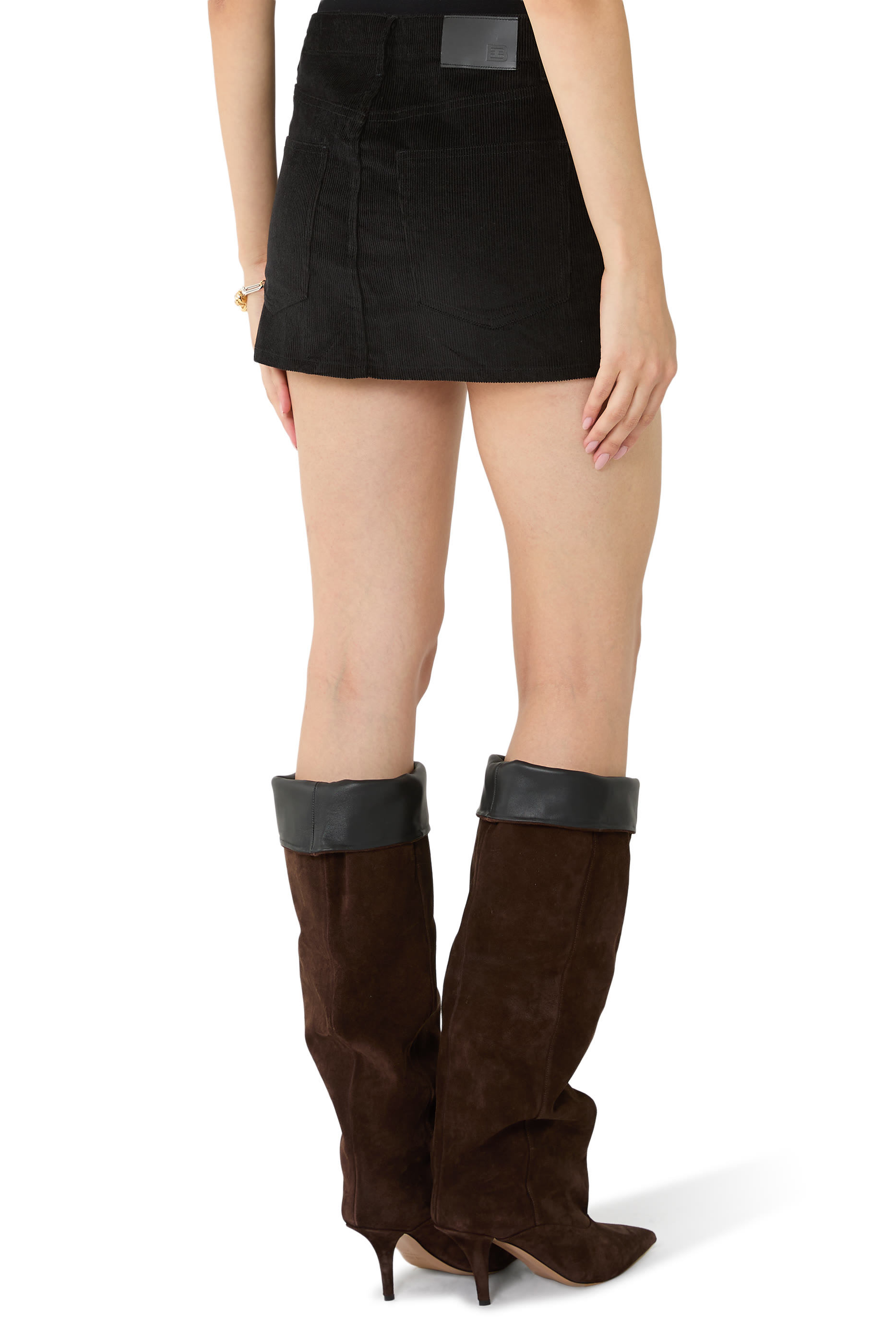 تنورة شيري قصيرة قطن مخملي مضلع