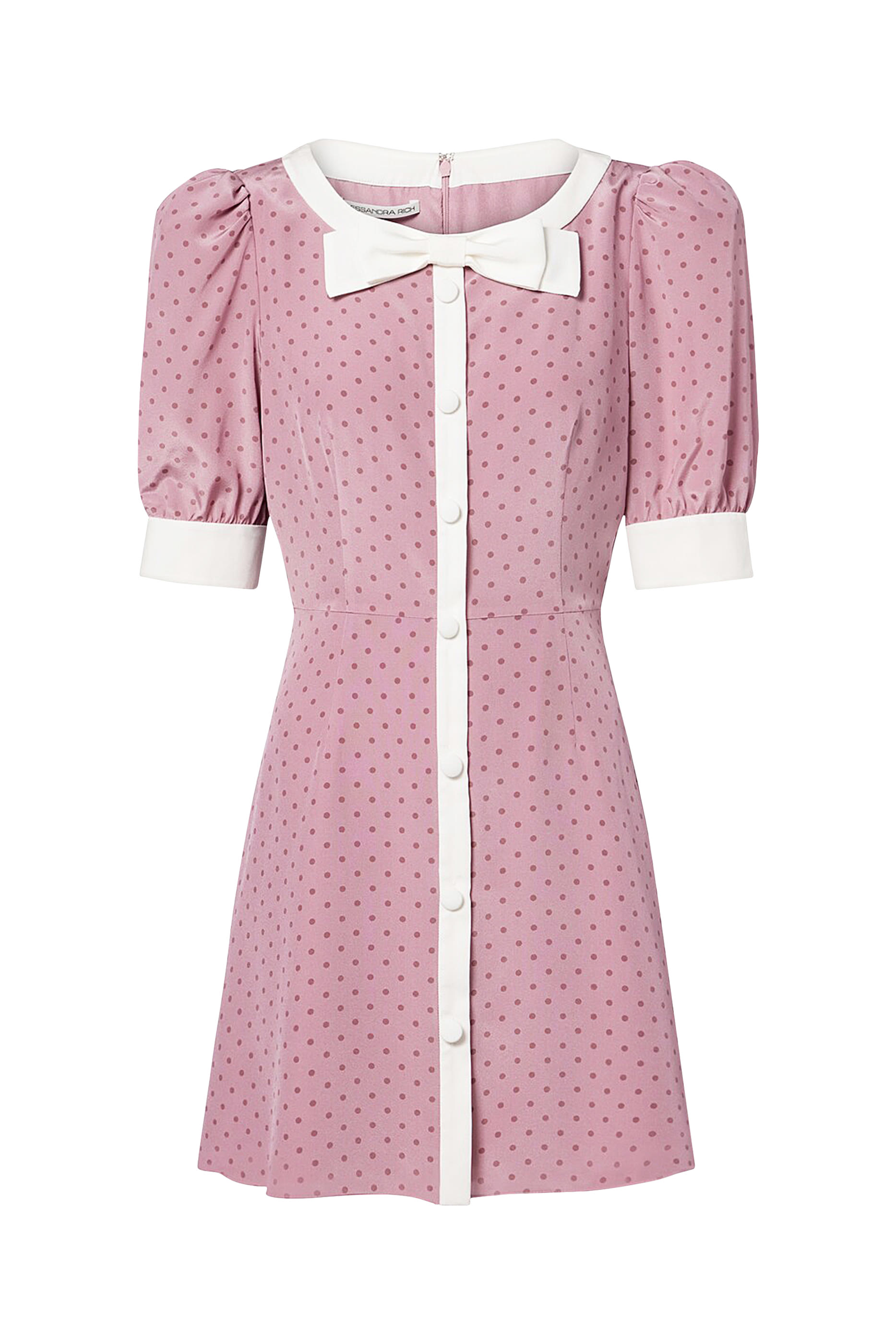 فستان قصير مزين بنقشة نقاط بولكا