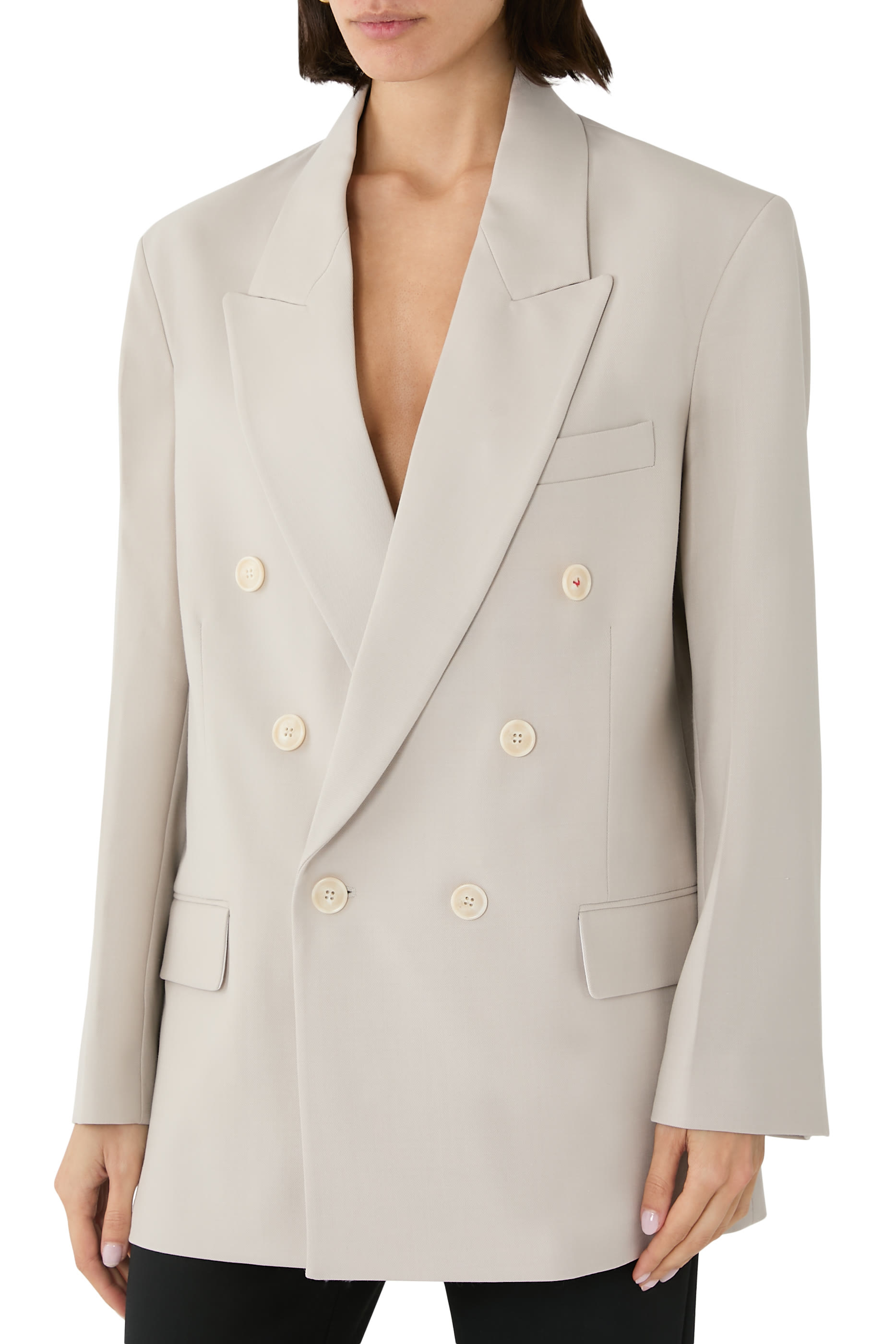 جاكيت بصف أزرار مزدوج وقصة مريحة