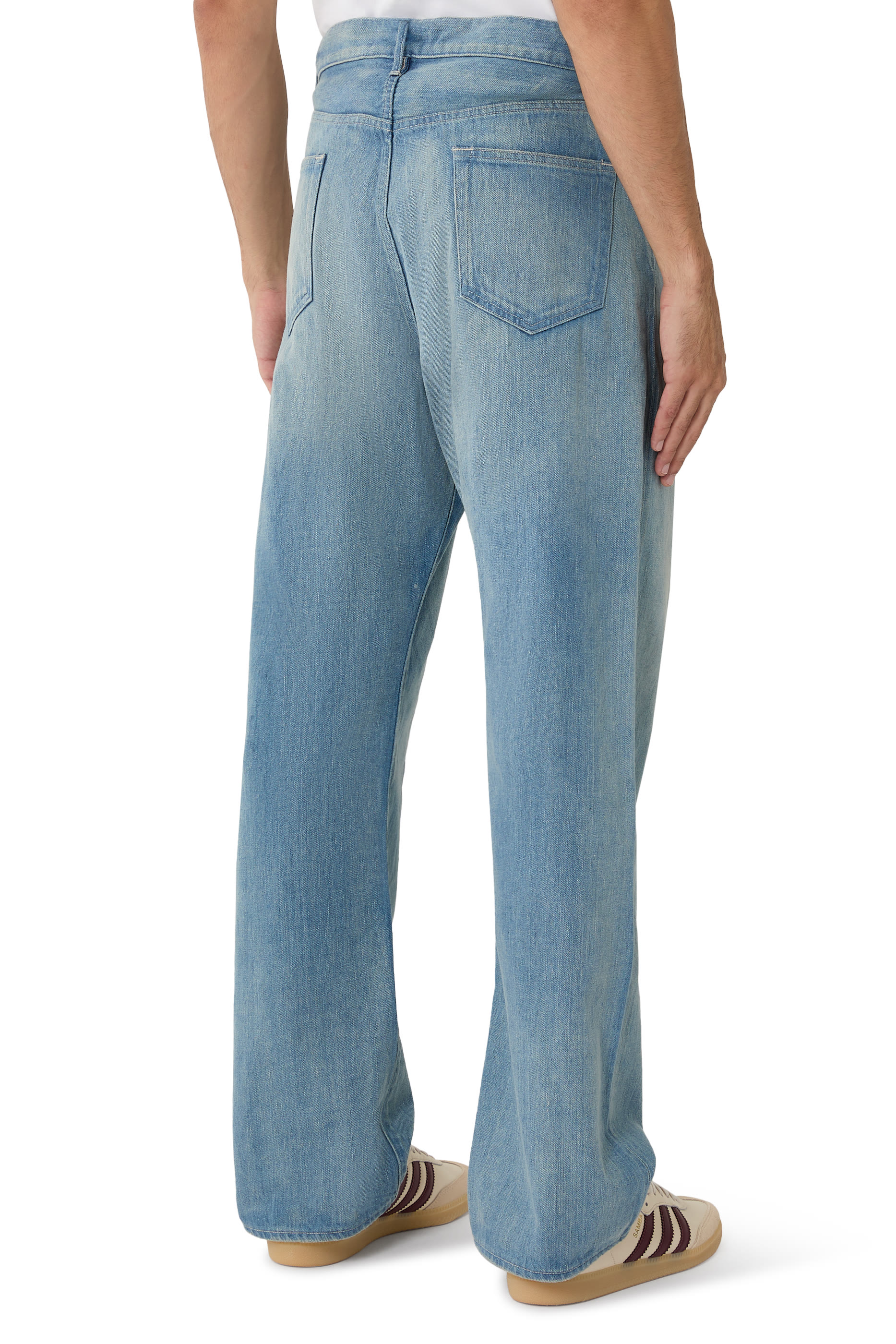 بنطال دنيم سيلفدج خفيف بلون باهت