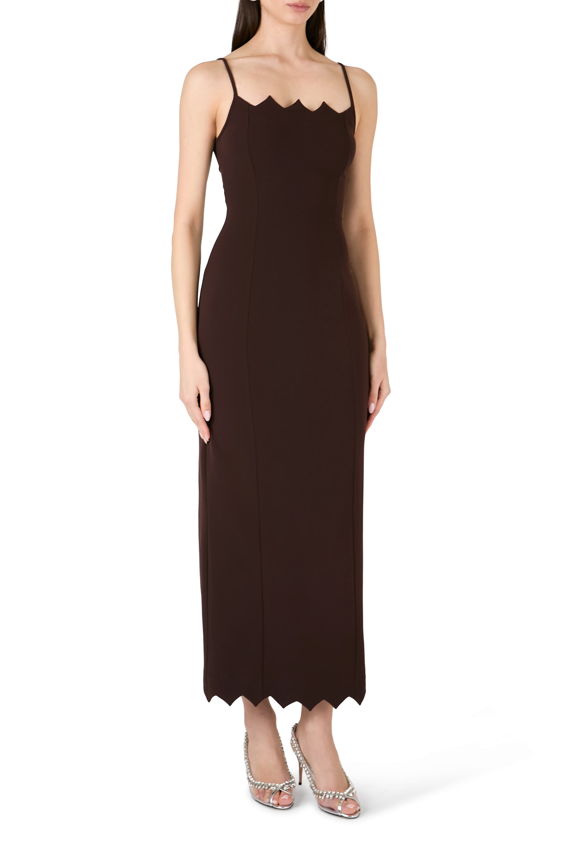 طقم فستان وعباية بنقشة متعرجة