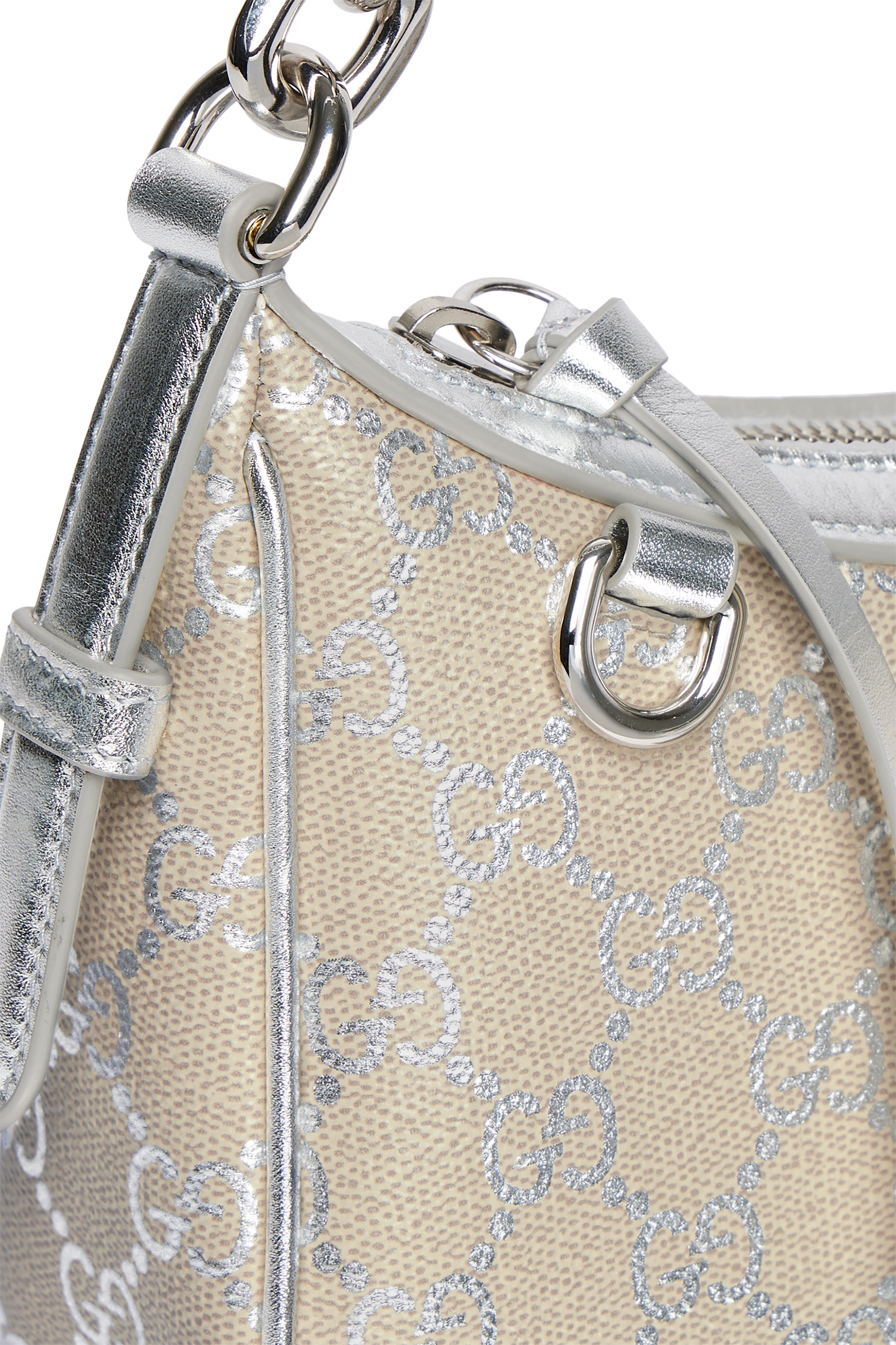 حقيبة كتف صغيرة بنقشة حرفي شعار الماركة