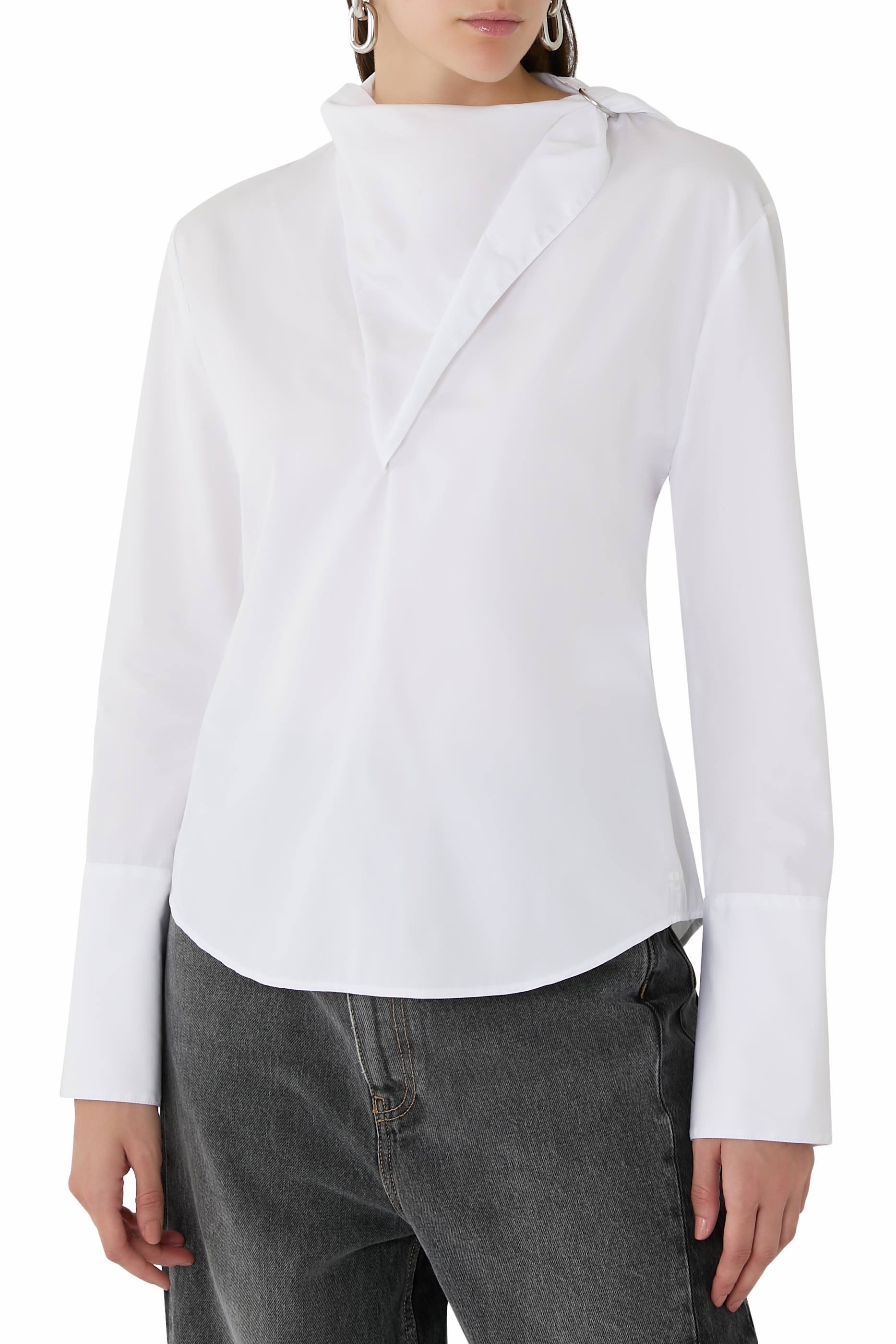 بلوزة بوشاح بوبلين