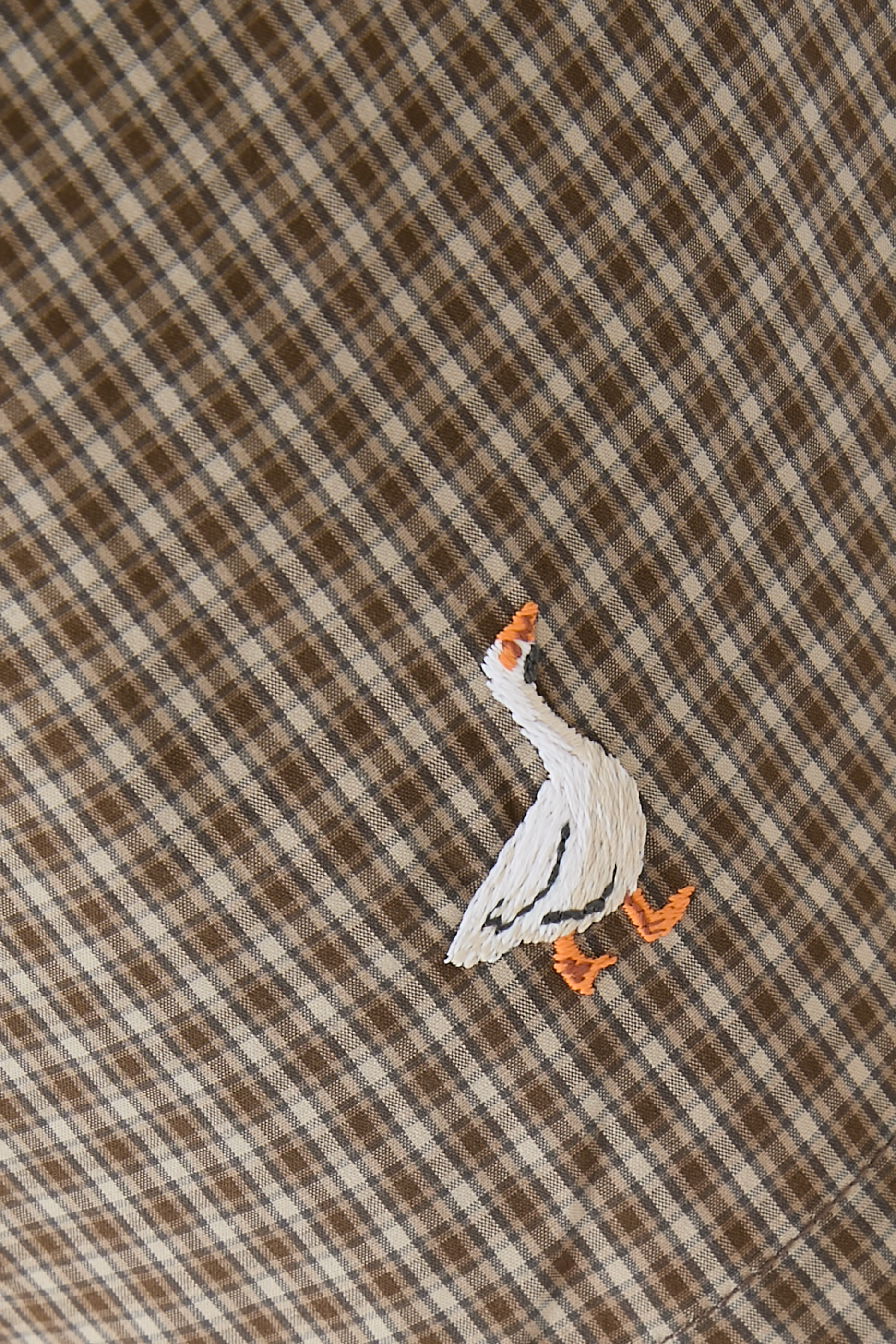 شورت بوبلين مخطط مطرز بنقشة أوزة