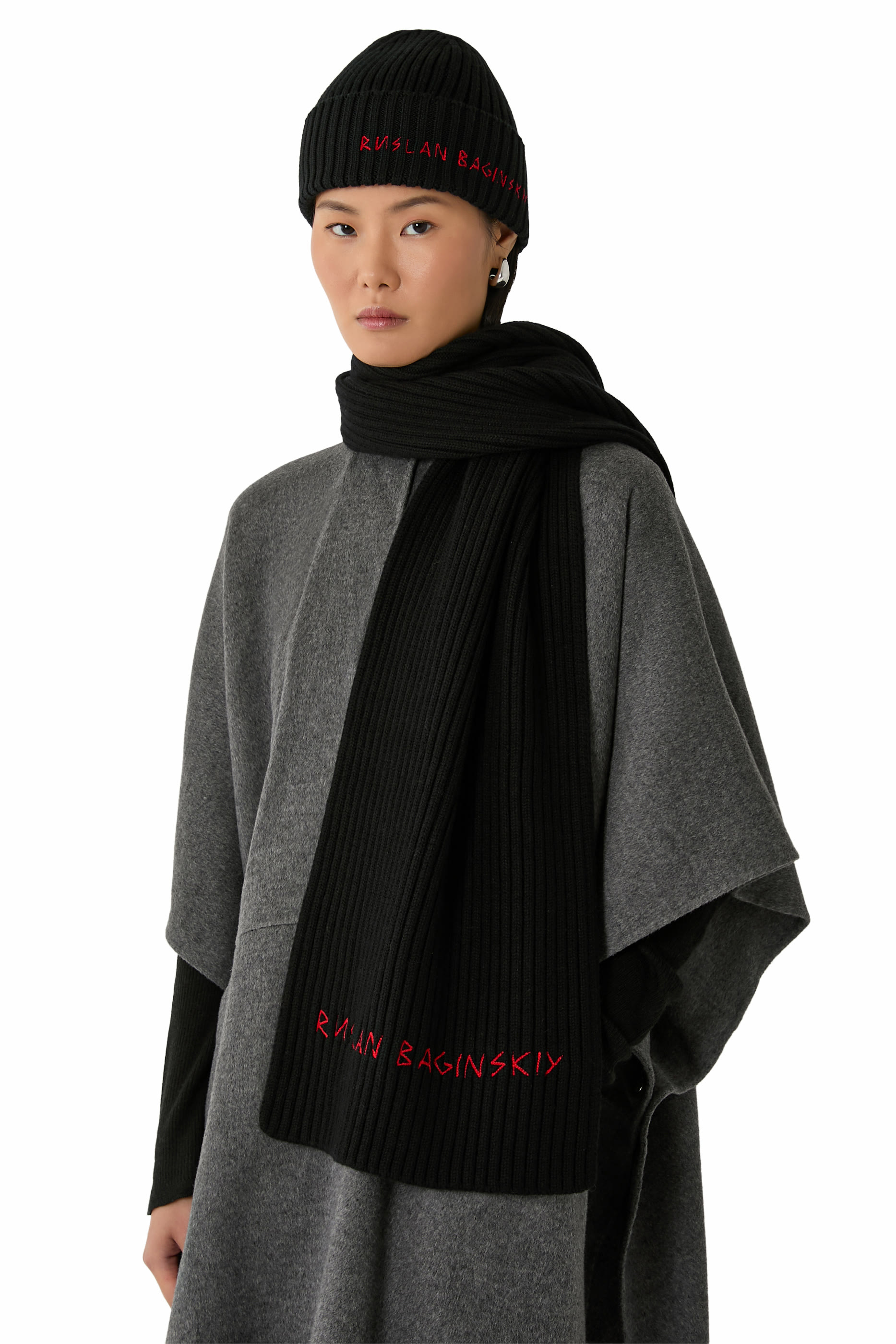 Monogram-Embroidered Wool Scarf