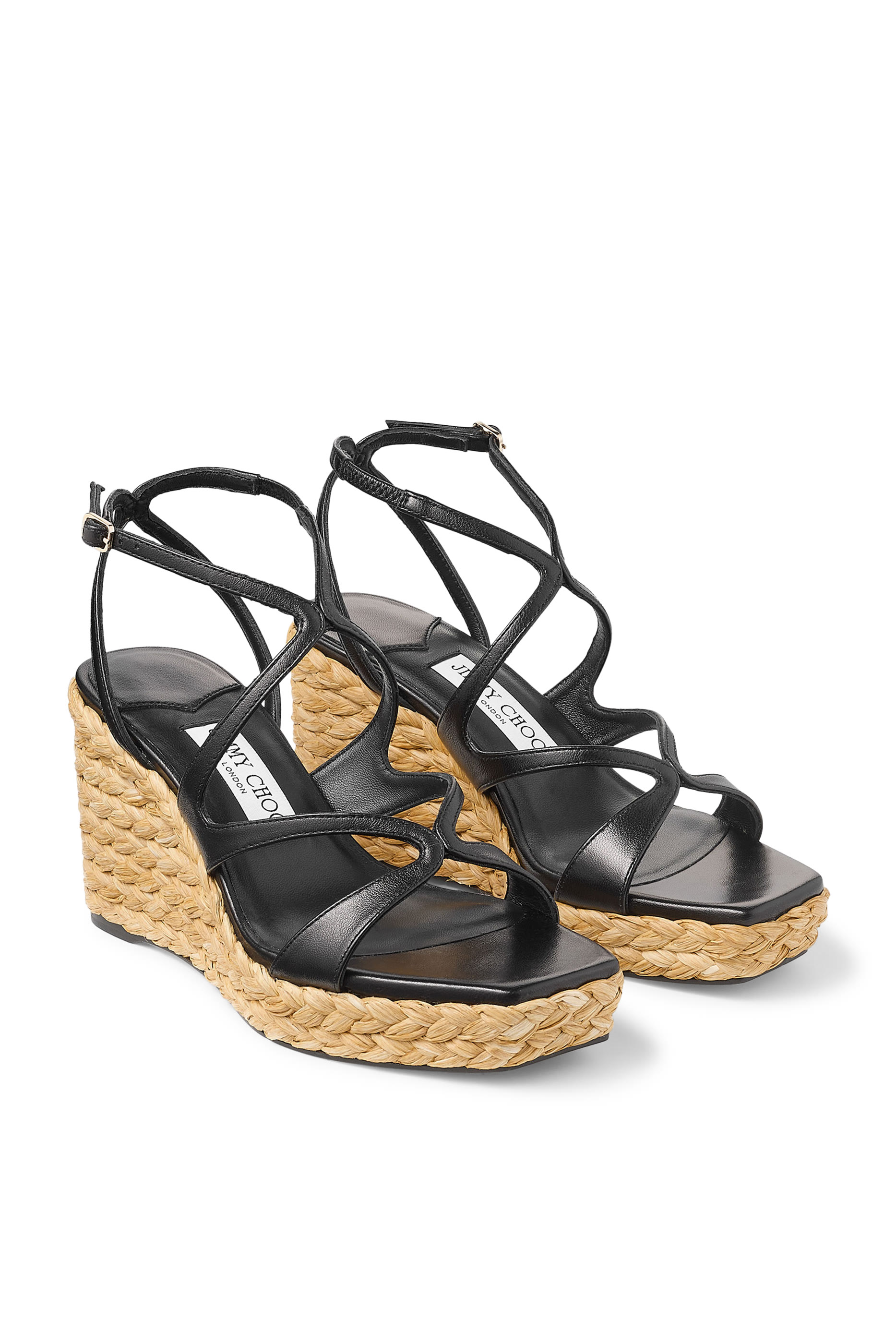 صندل أيلا 85 بكعب ويدج جلد نابا