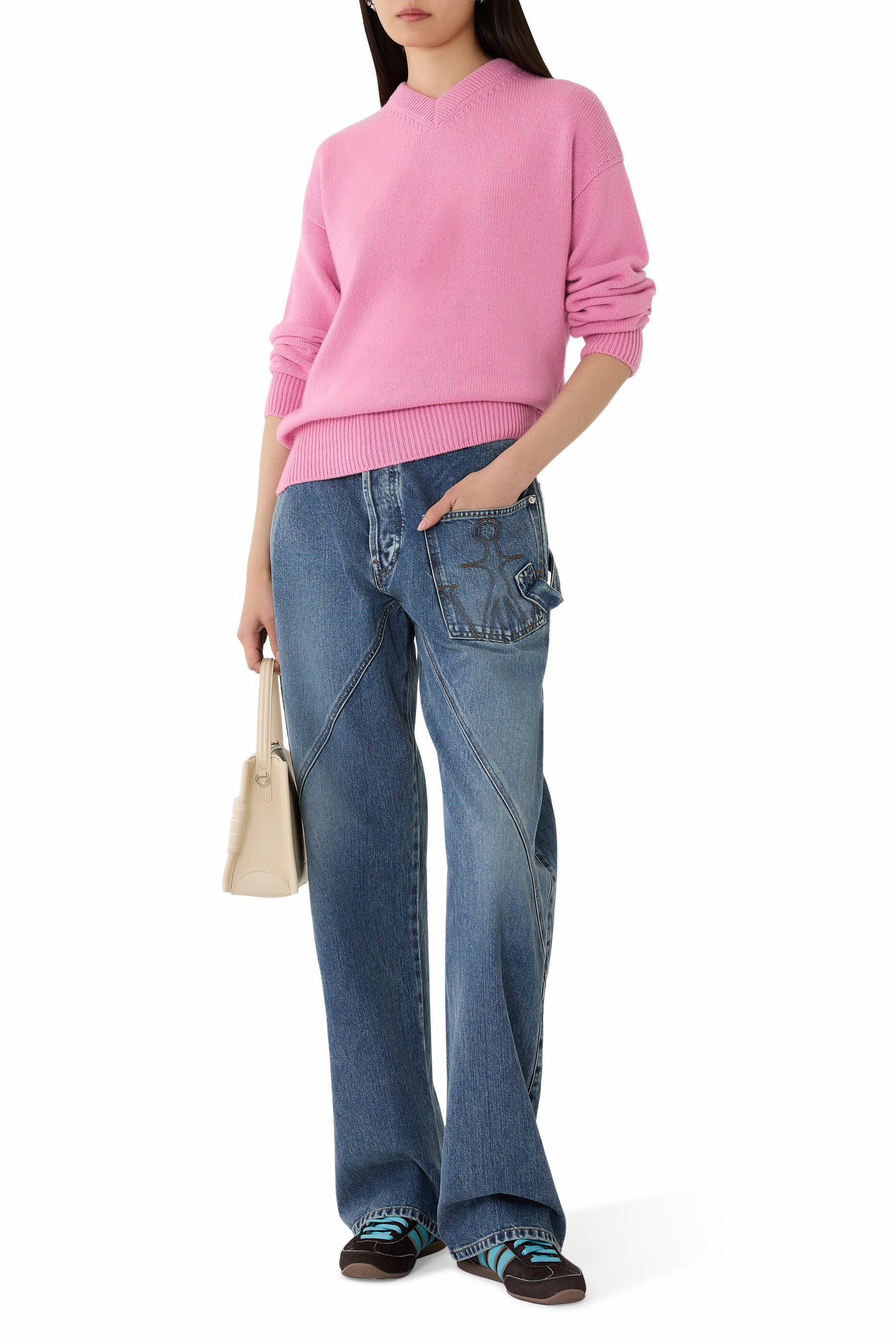 بنطال جينز وورك وير بتصميم ملفوف