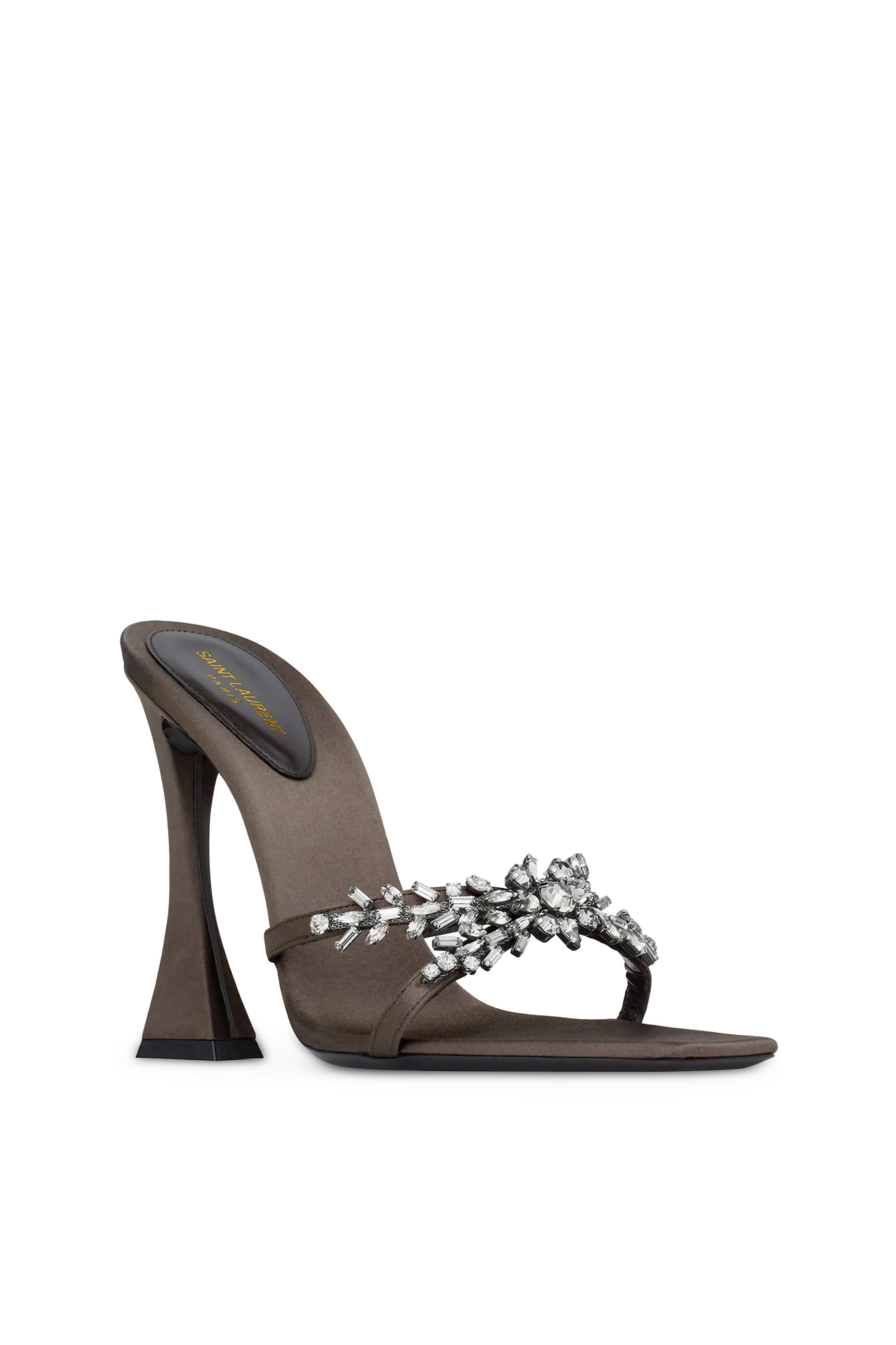 حذاء ليز مفتوح 110 ساتان كريب مرصع بأحجار الراين