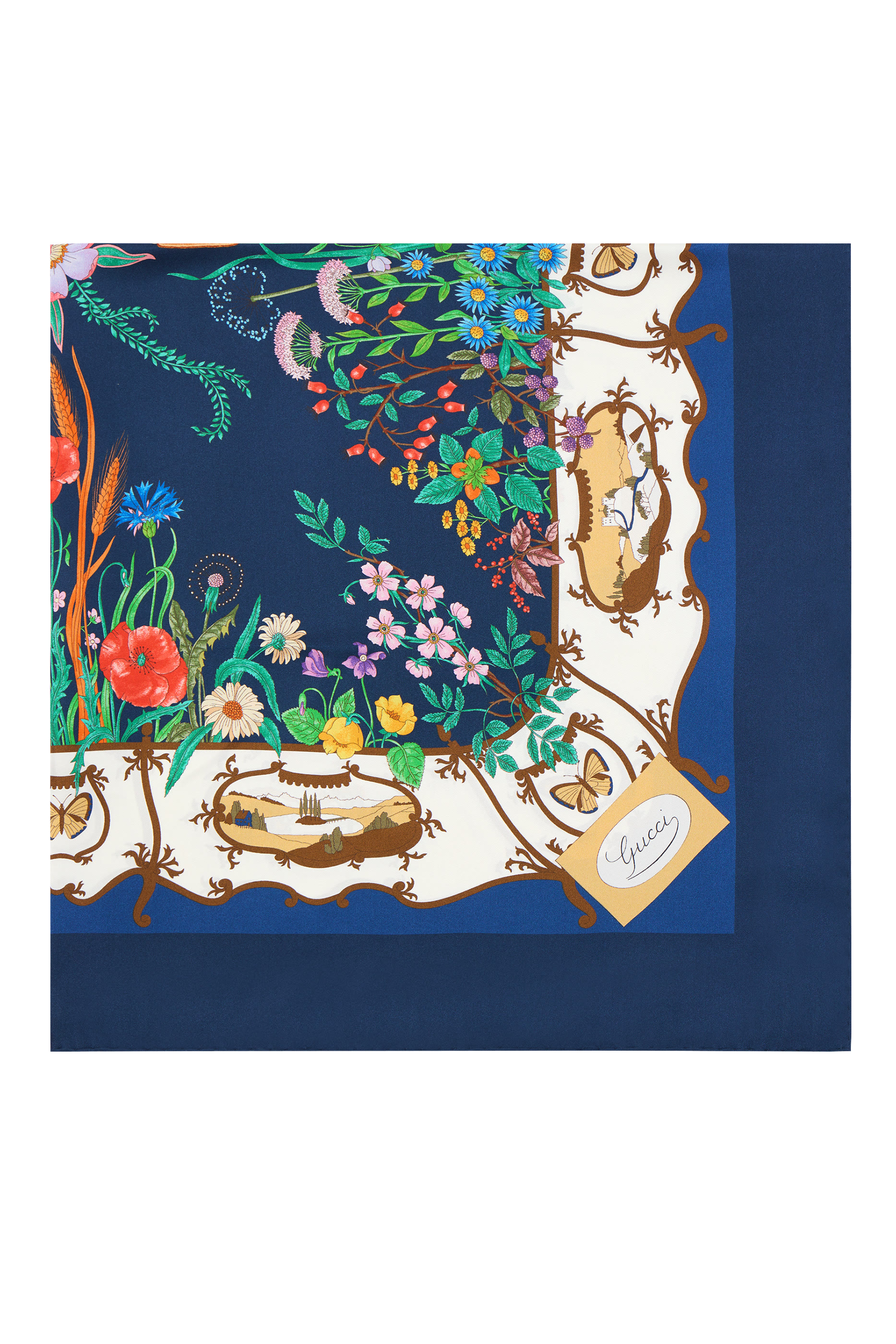 وشاح مربع بطبعات حرير تويل